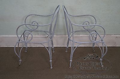 Antique Pair of Wrought Iron Garden Patio Arm Chair Frames