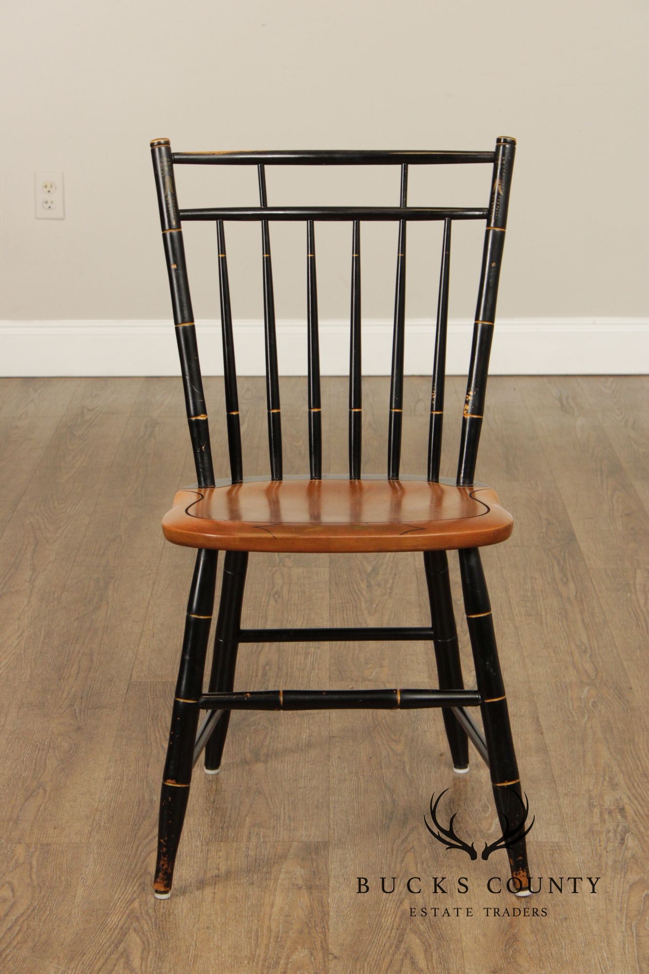 L. Hitchcock Set of Four Ebonized Birdcage Chairs