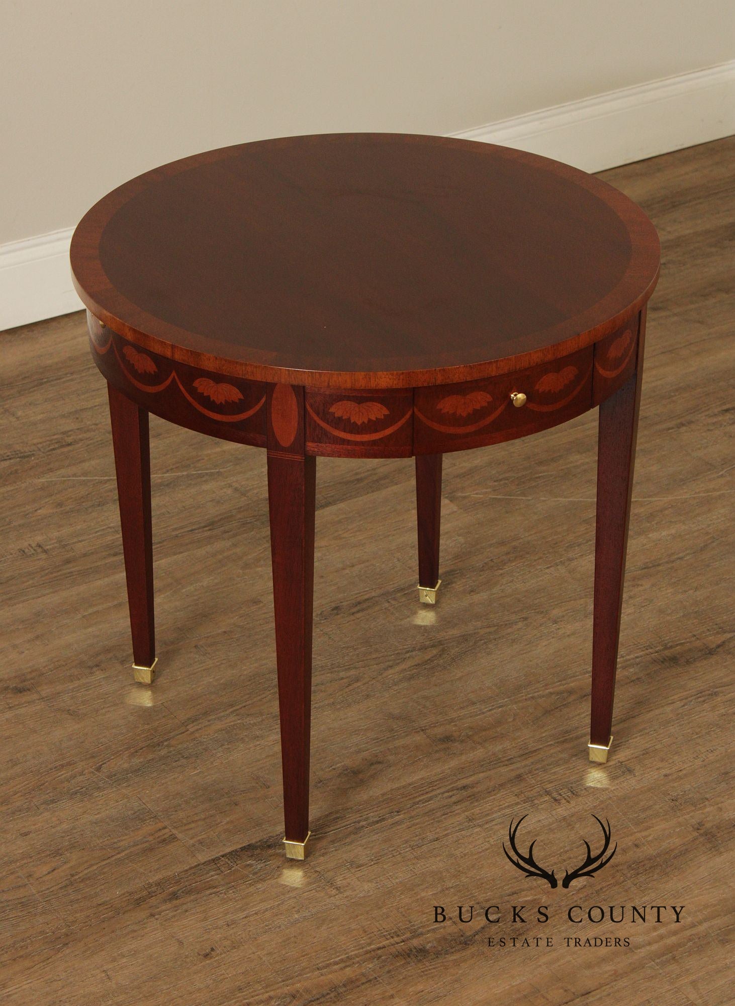 Baker Federal Style Inlaid Mahogany Round occasional Table