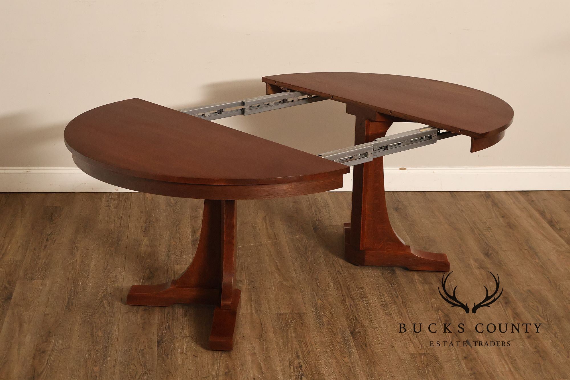 Stickley Mission Collection Round Oak Expandable Dining Table