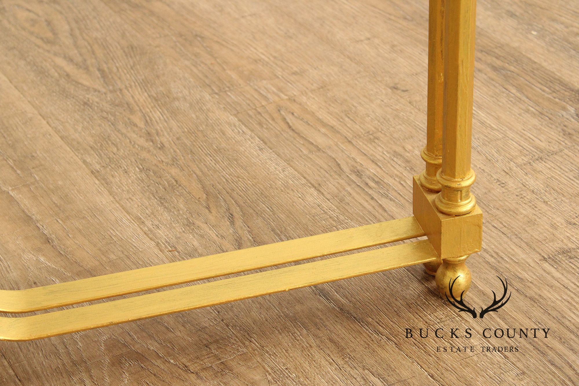Neoclassical Style Glass Top End Table