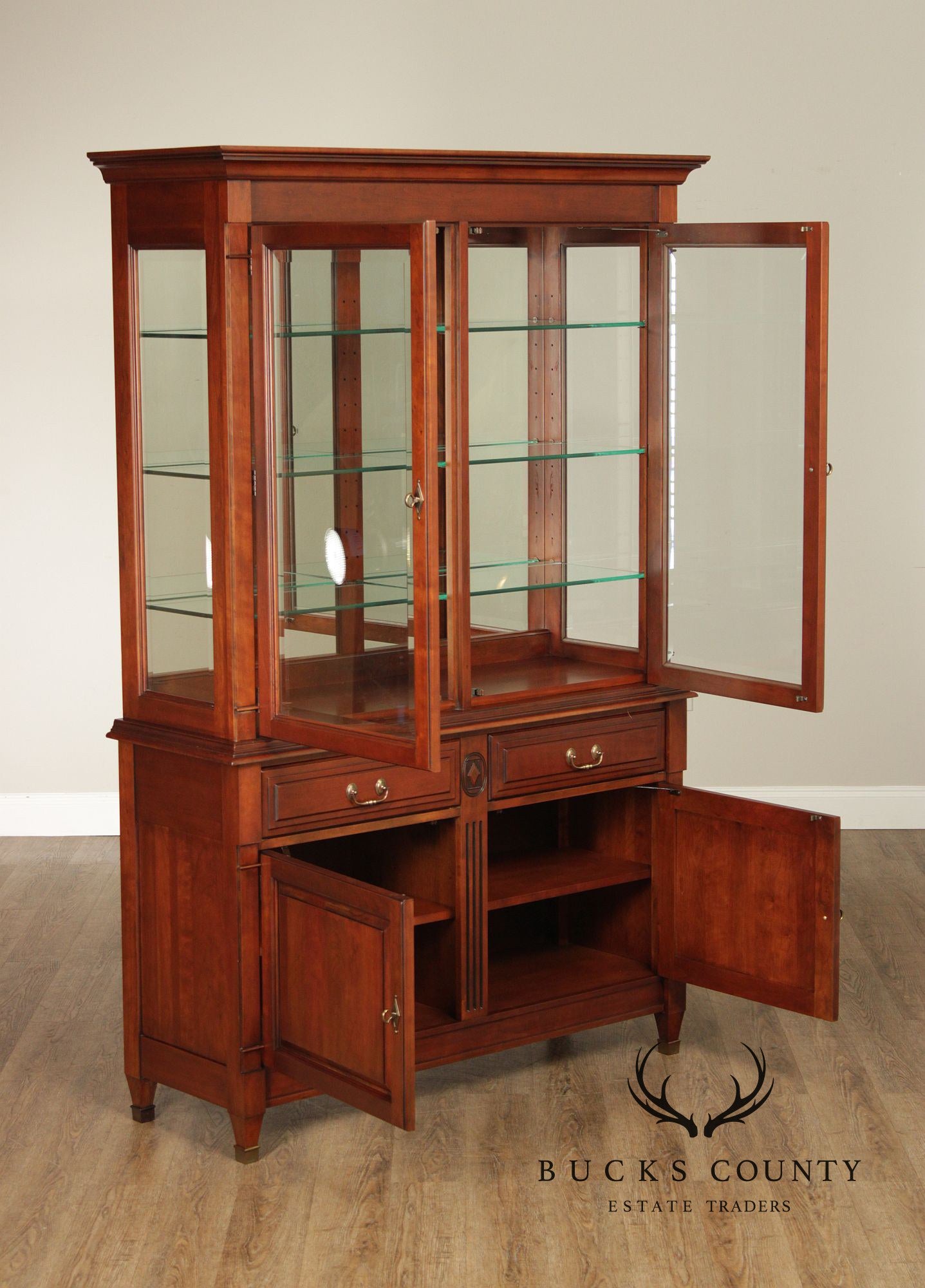 Harden Solid Cherry Lighted Display China Cabinet