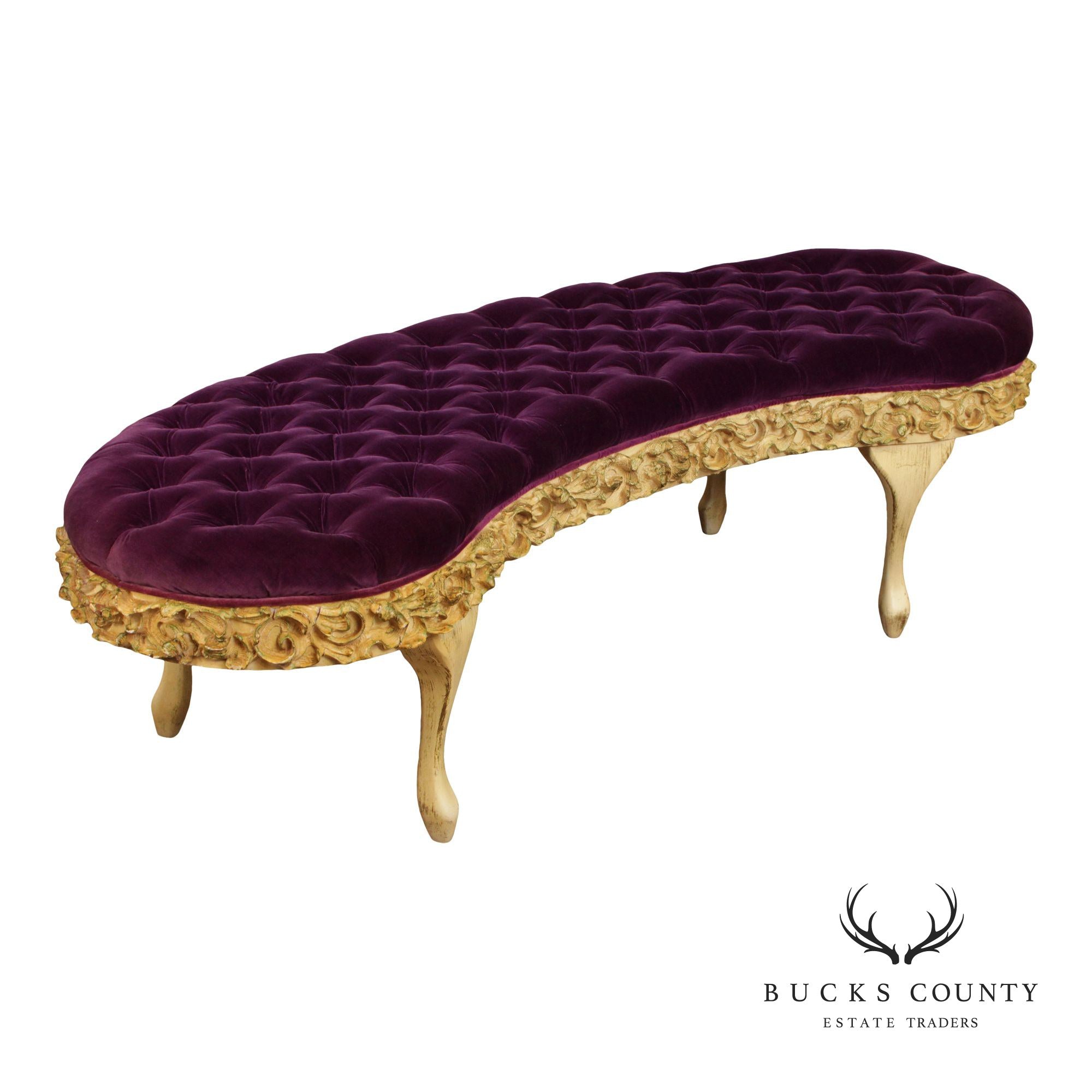 Italian Hollywood Regency Mid-Century Curved Bench