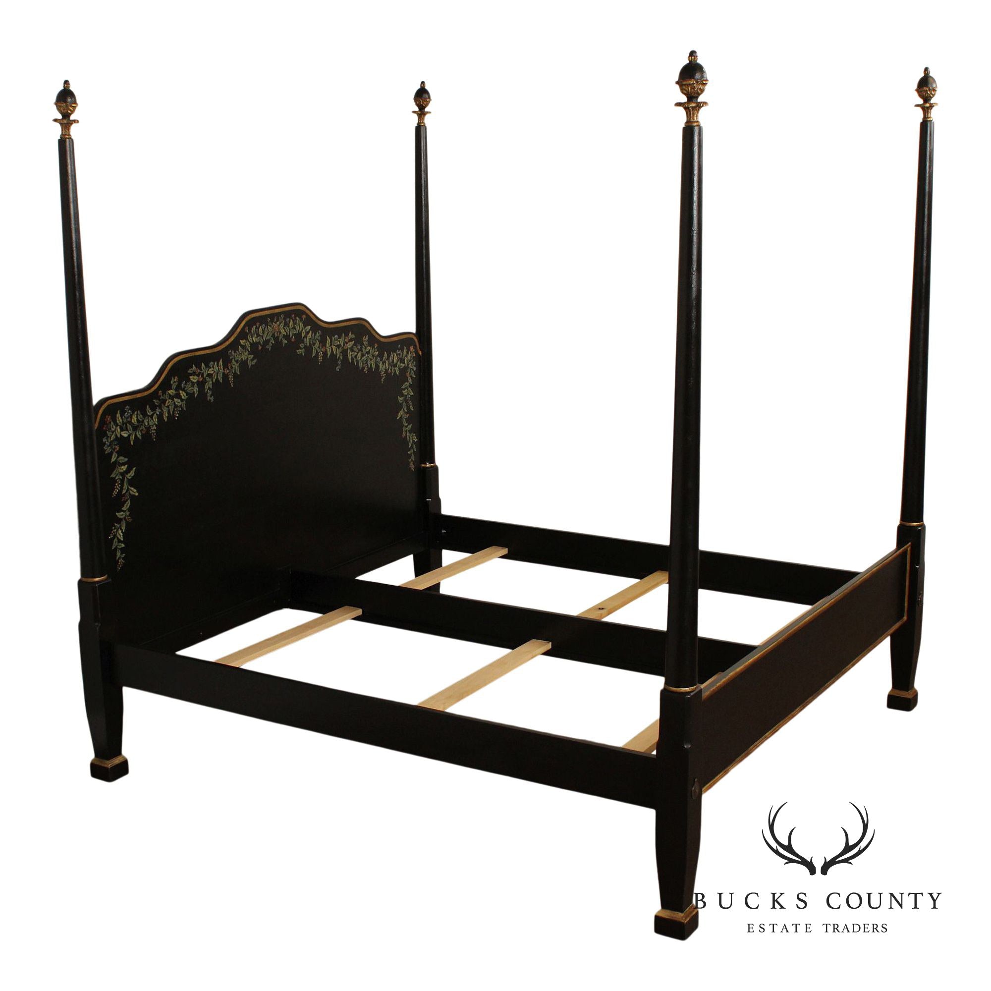 Amy Howard Collection King Size Paint Decorated Poster Bed