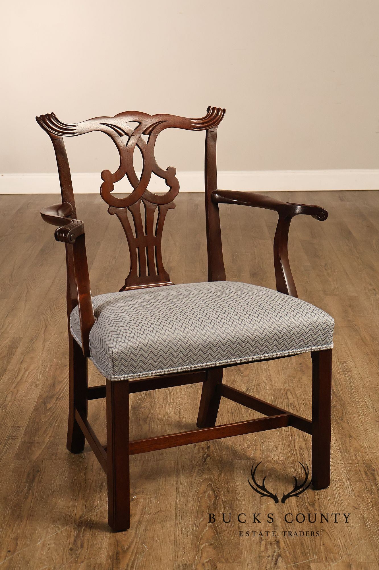 1940's Chippendale Style Set Of Eight Custom Mahogany Dining Chairs
