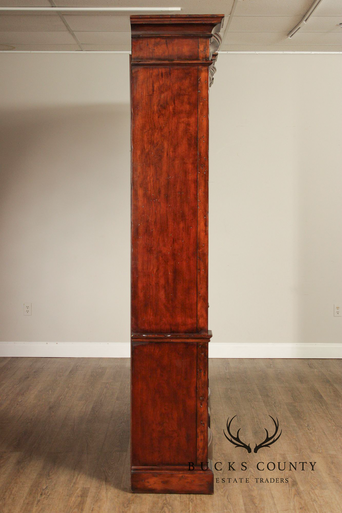 Large Traditional Lighted Double Bookcase