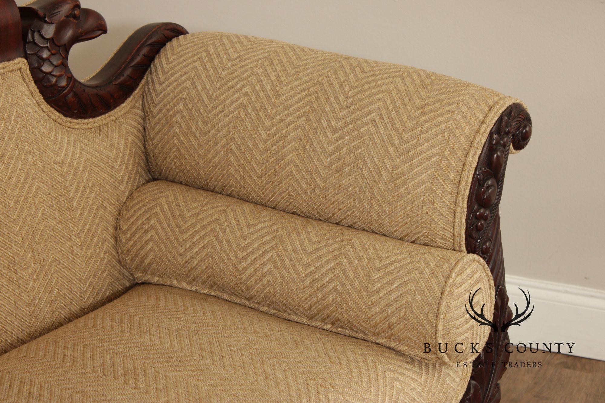 Antique American Empire Carved Mahogany Sofa