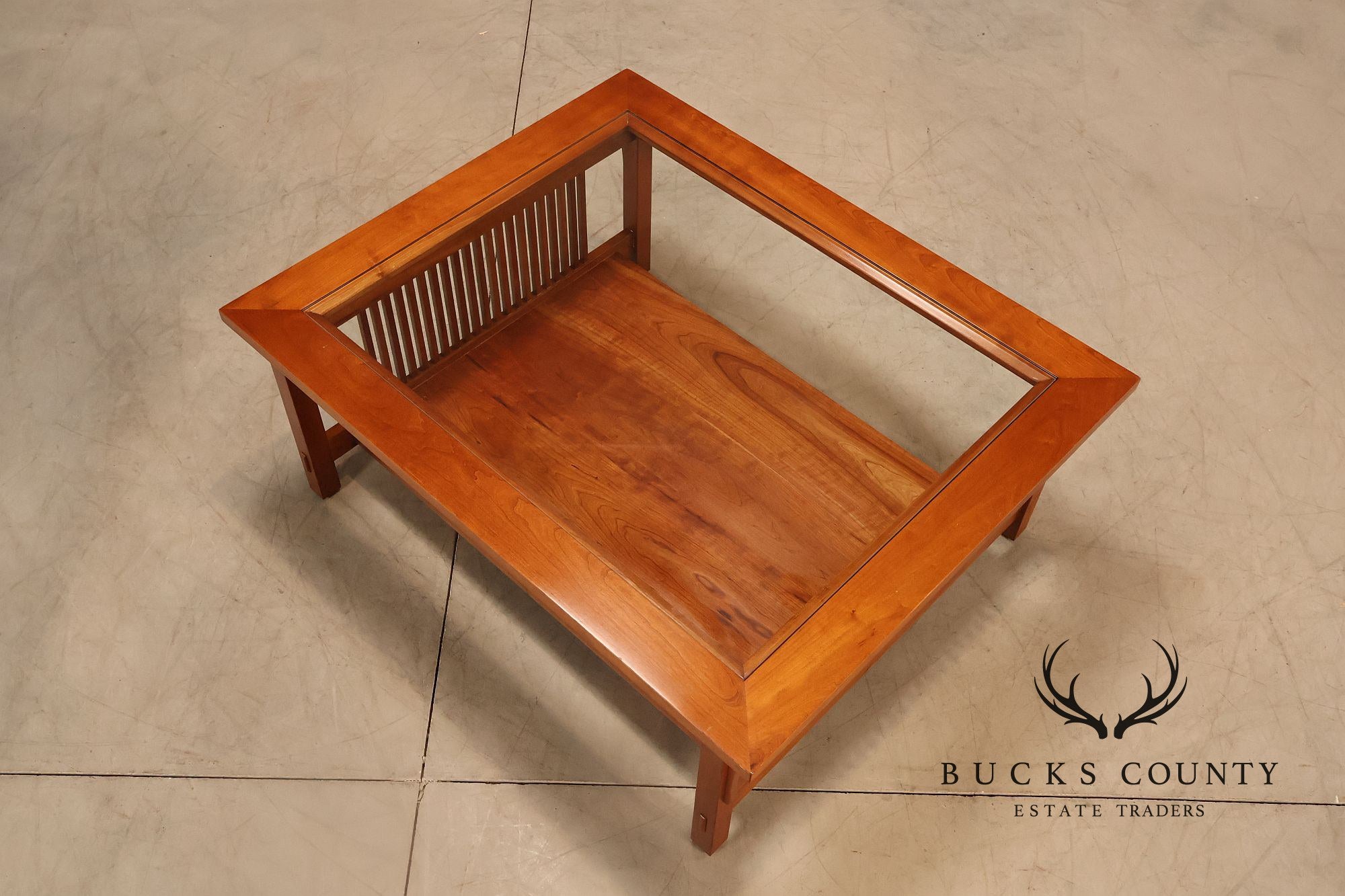 Stickley Mission Collection Glass Top Cherry Cocktail Table