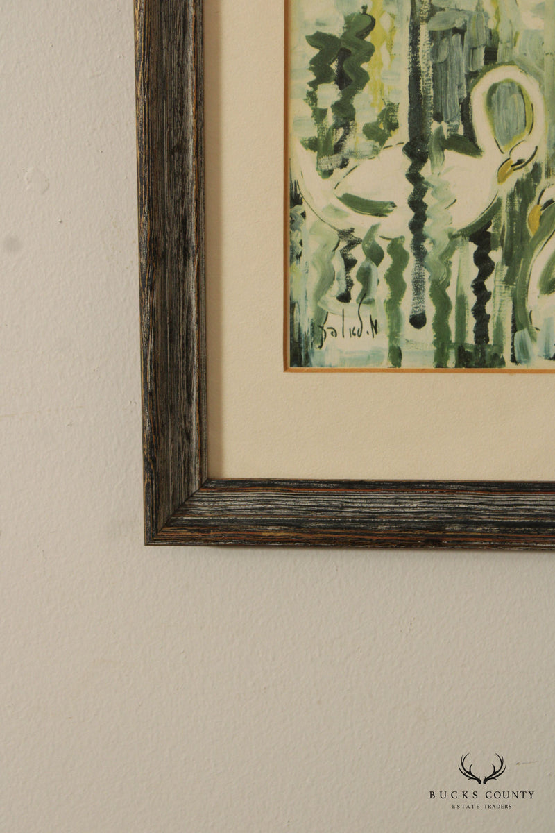 Milia Laufer Impressionist Style Framed Swan Print