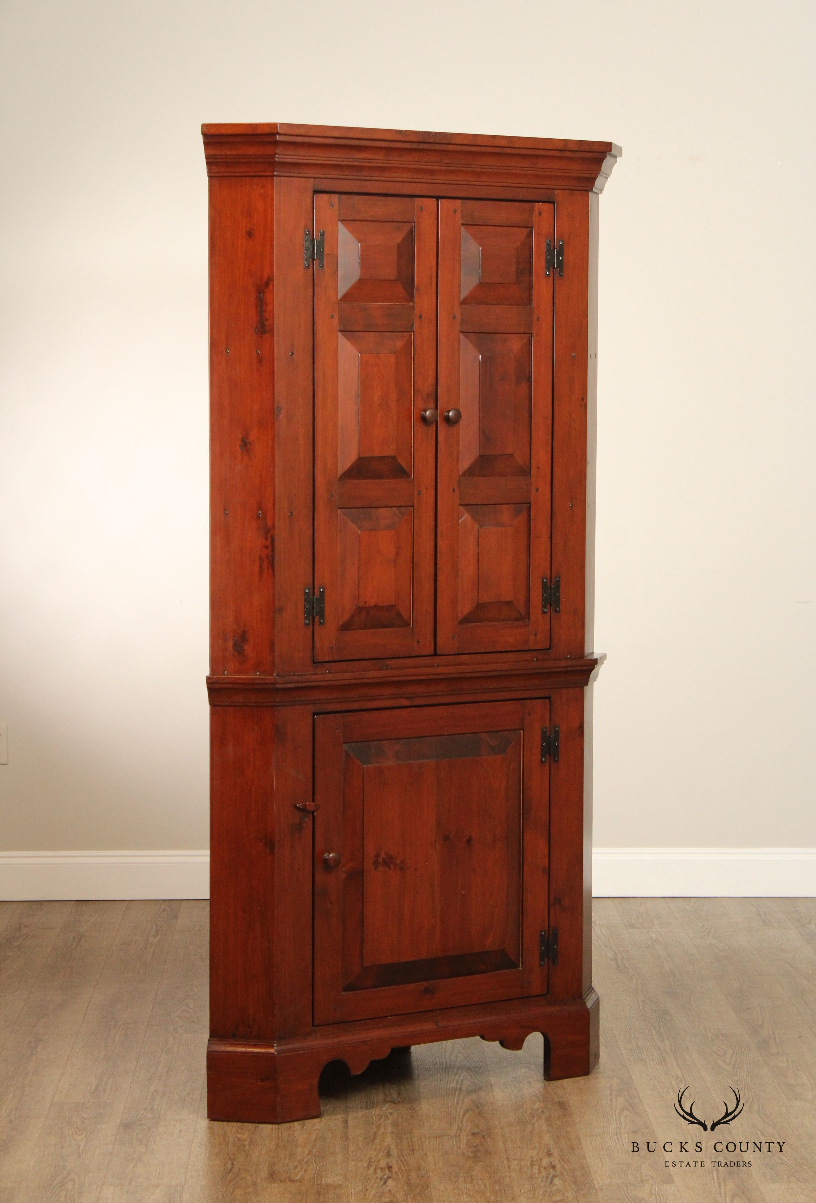 Custom Quality Early American Style Pine Corner Cabinet