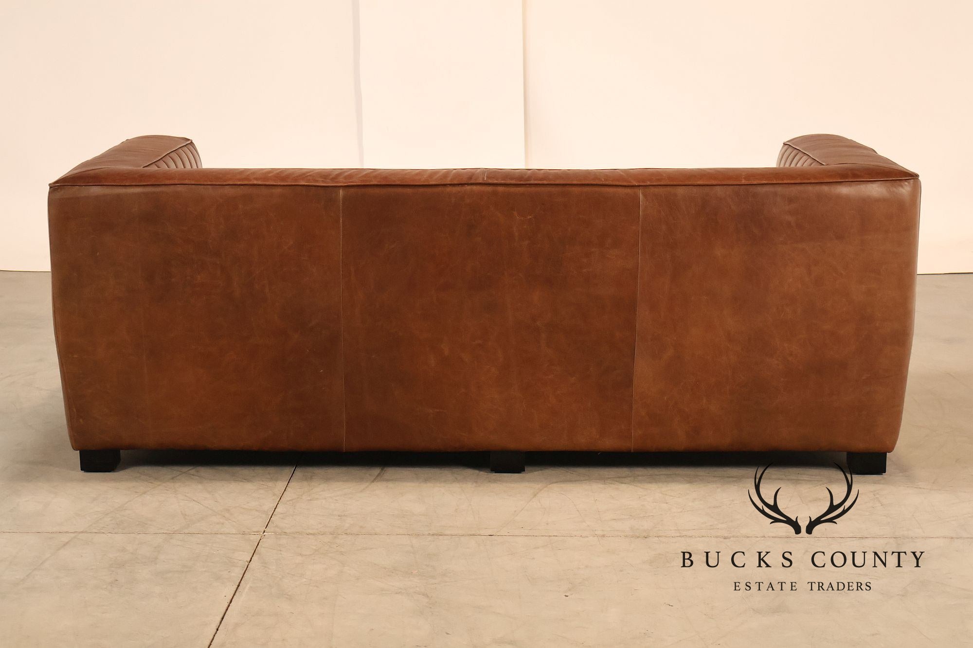 Art Deco Style Brown Leather Sofa