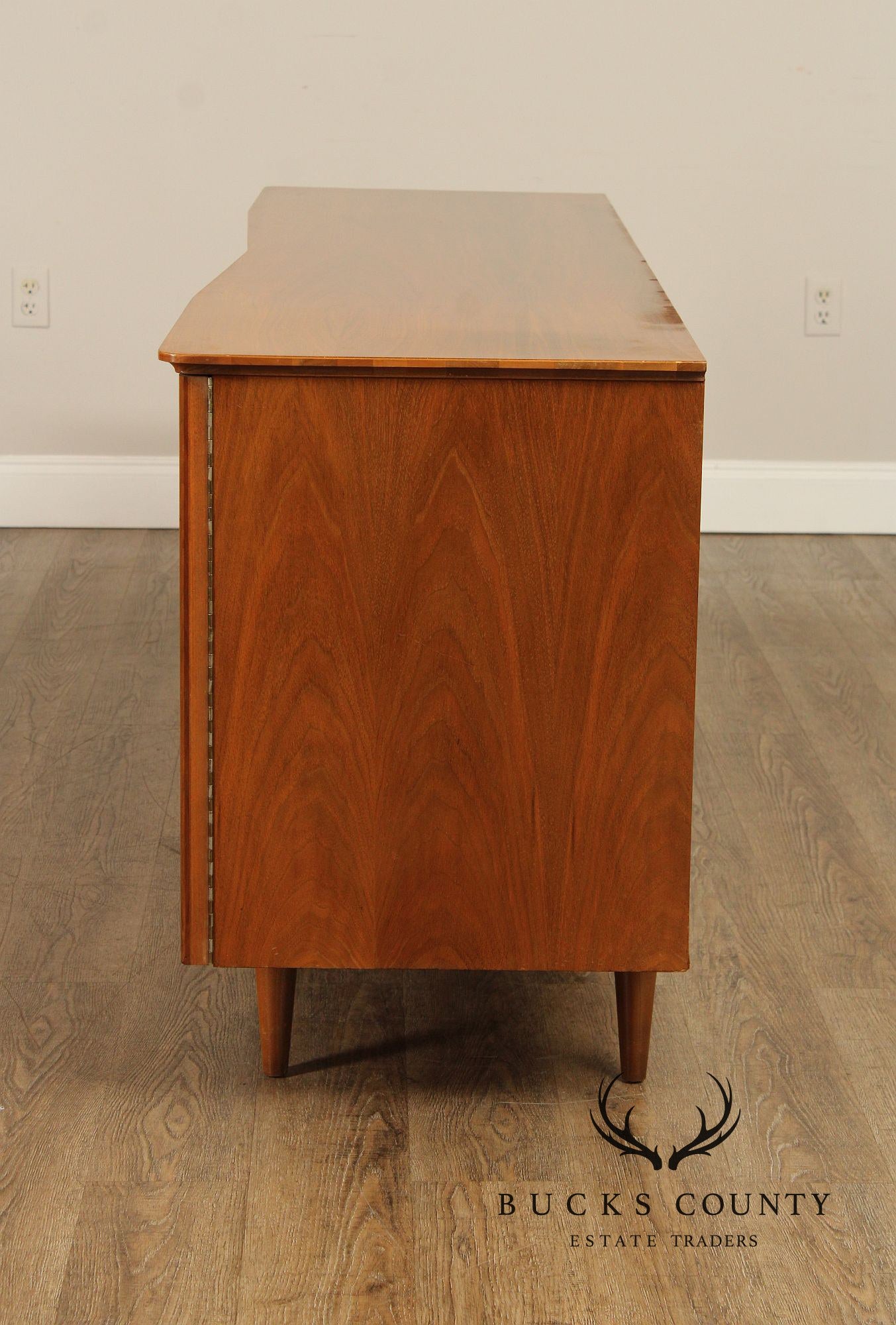 Young Manufacturing Mid Century Modern Walnut Long Dresser