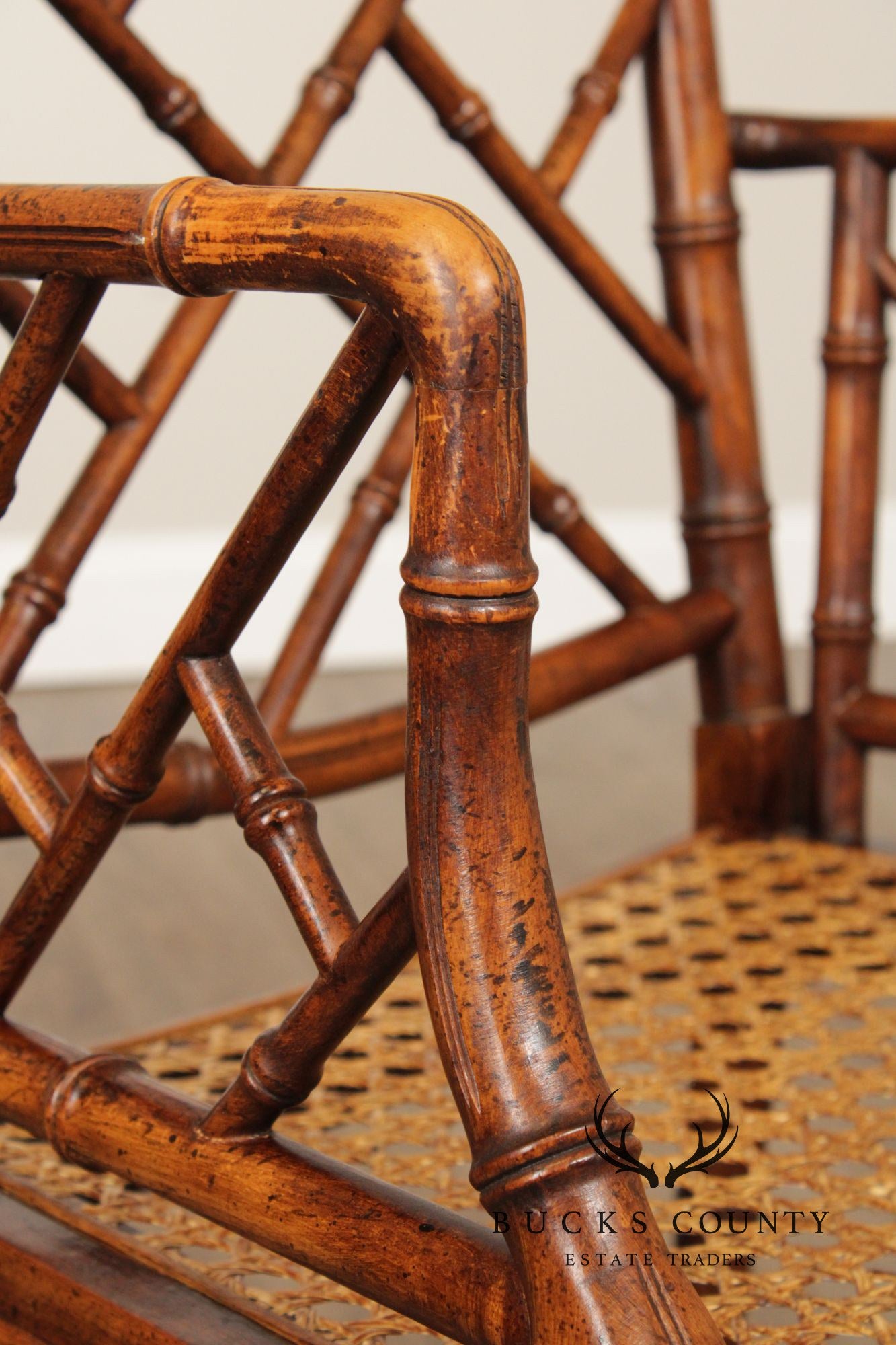 Chinese Chippendale Style Faux Bamboo Armchair