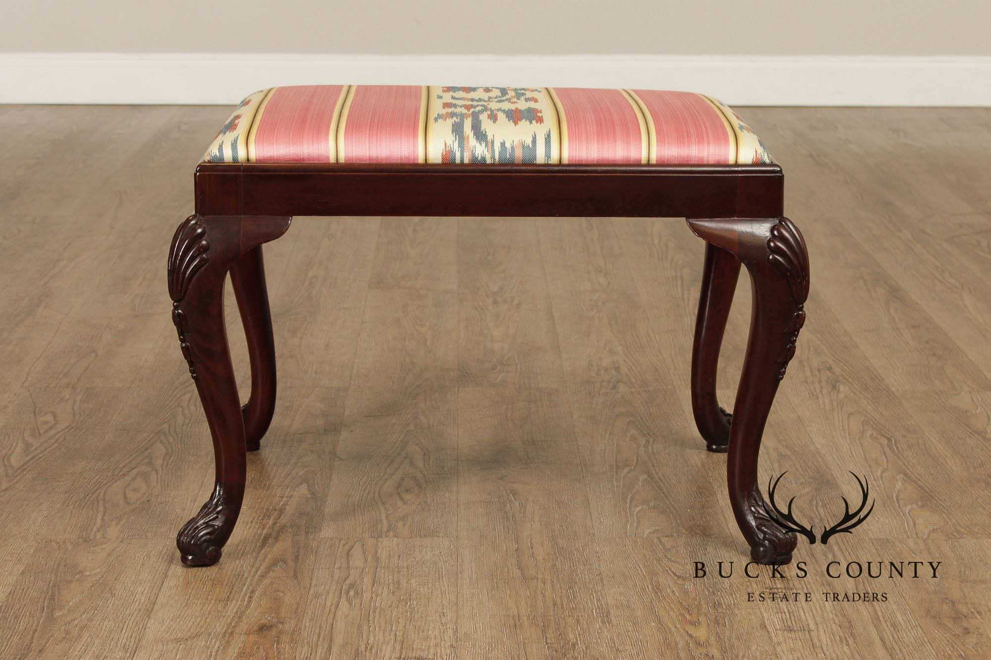 Georgian Style Carved Mahogany Stool