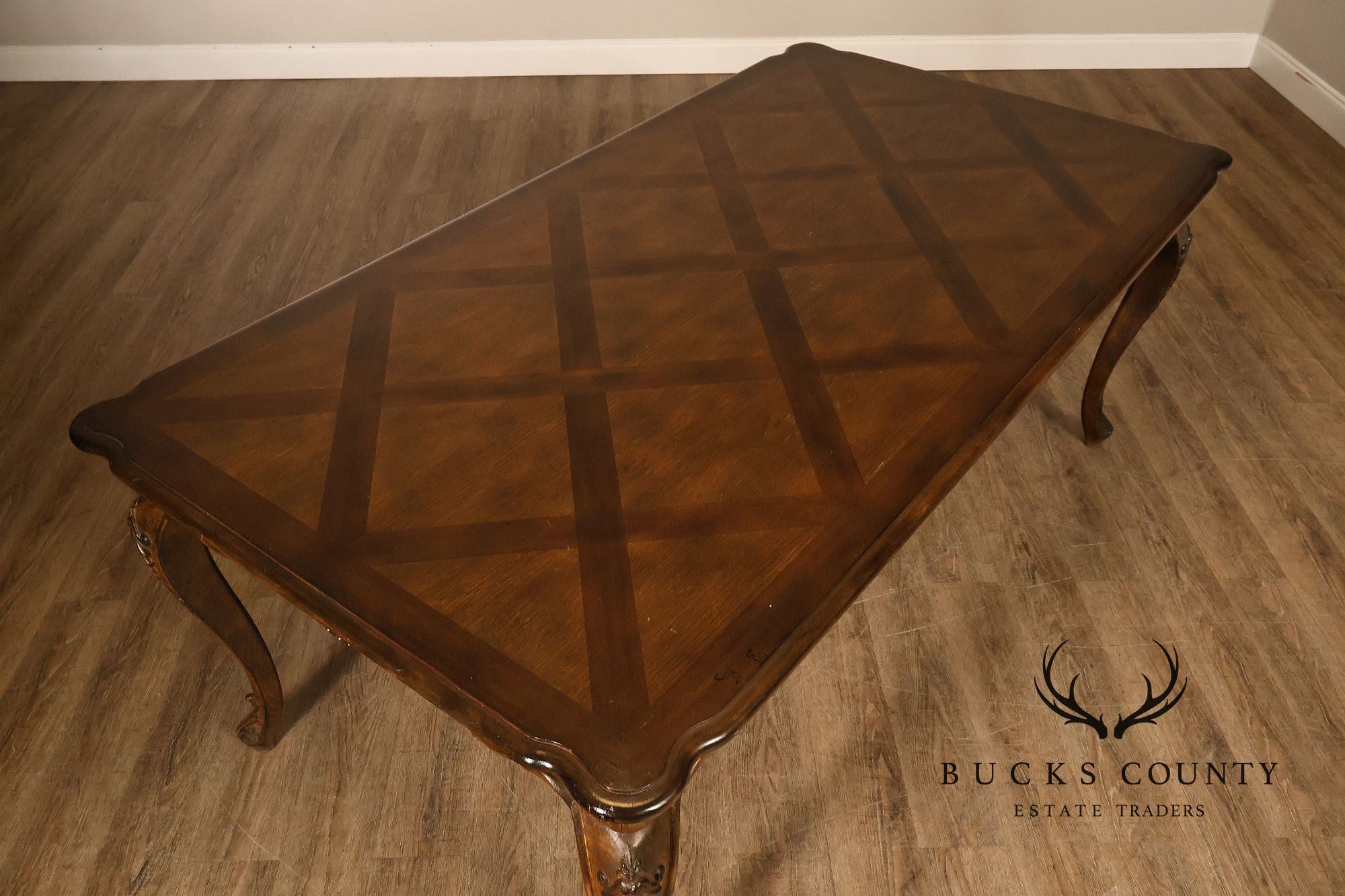 French Country Parquetry Top Expandable Dining Table