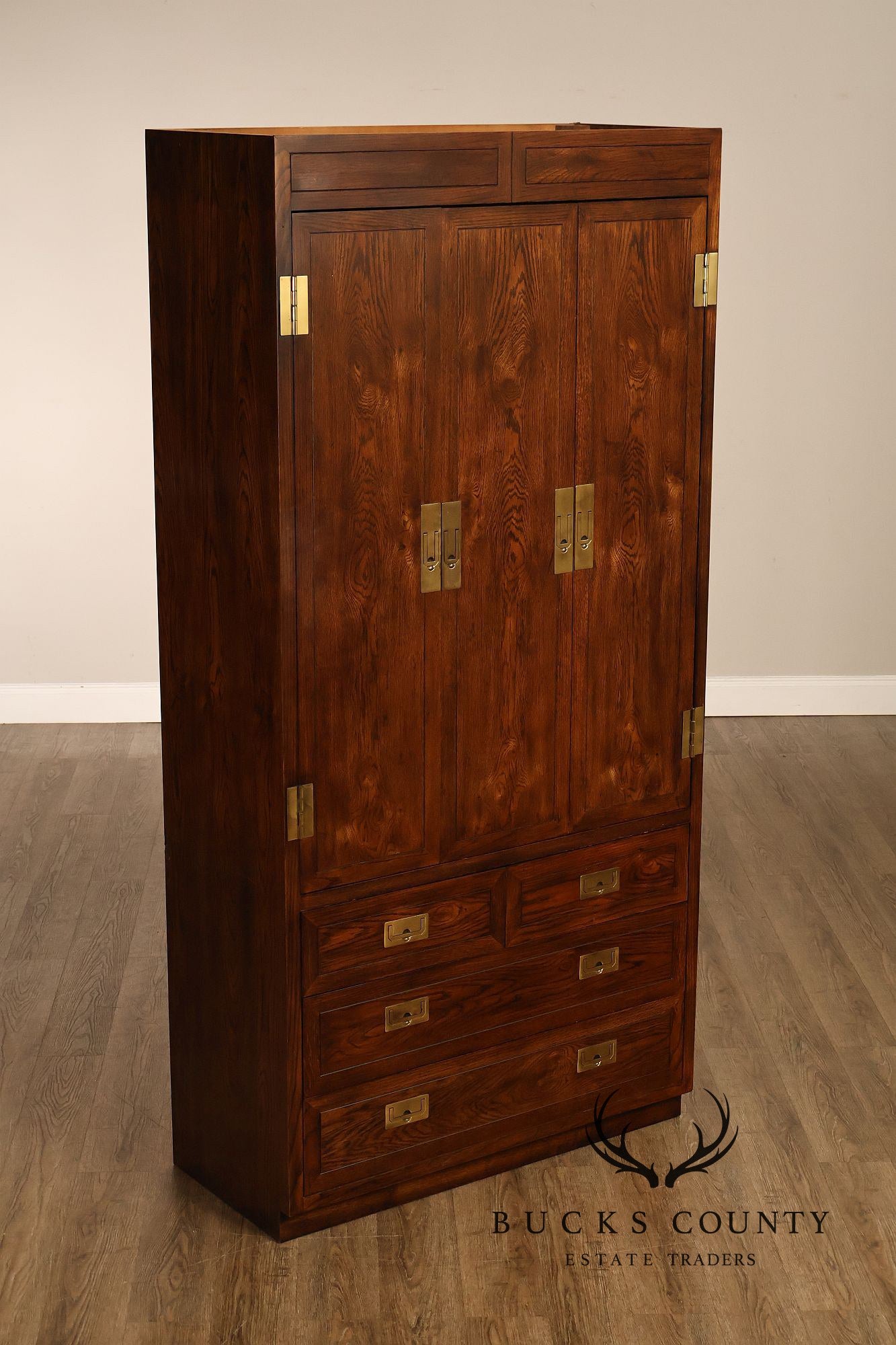 Henredon Scene One Campaign Style Bedroom Armoire Cabinet