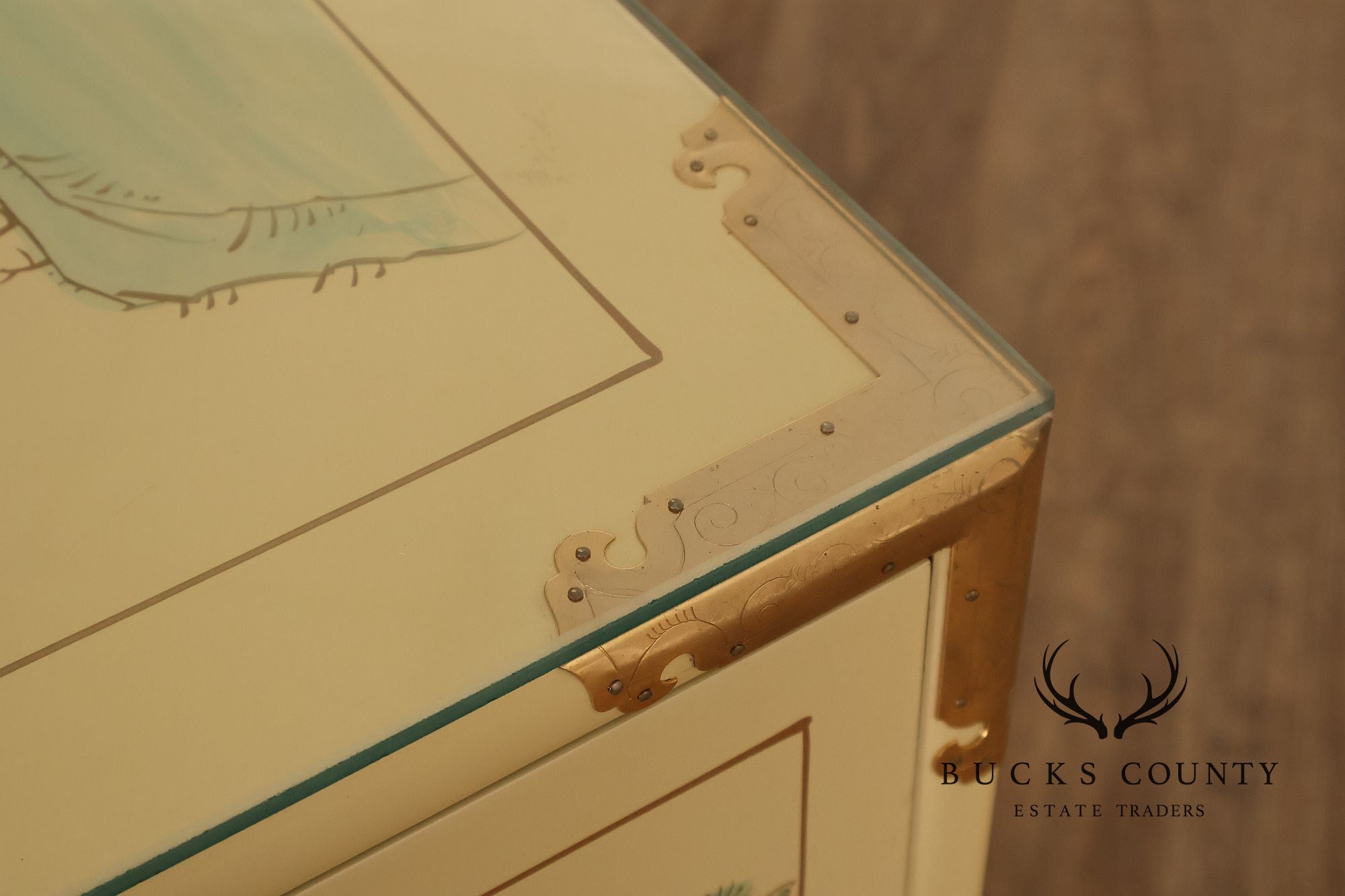 Painted Chinoiserie Style Dresser With Brass Hardware