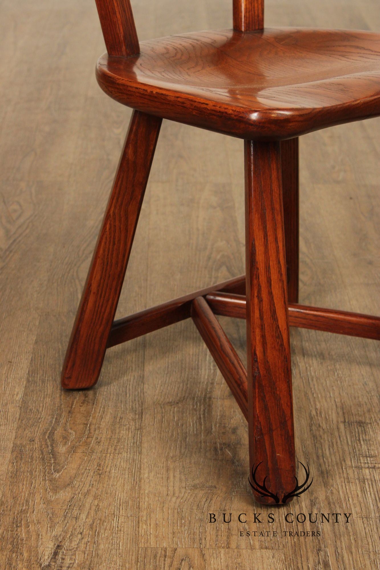 Romweber Set of Six Horse Carved Oak Dining Chairs