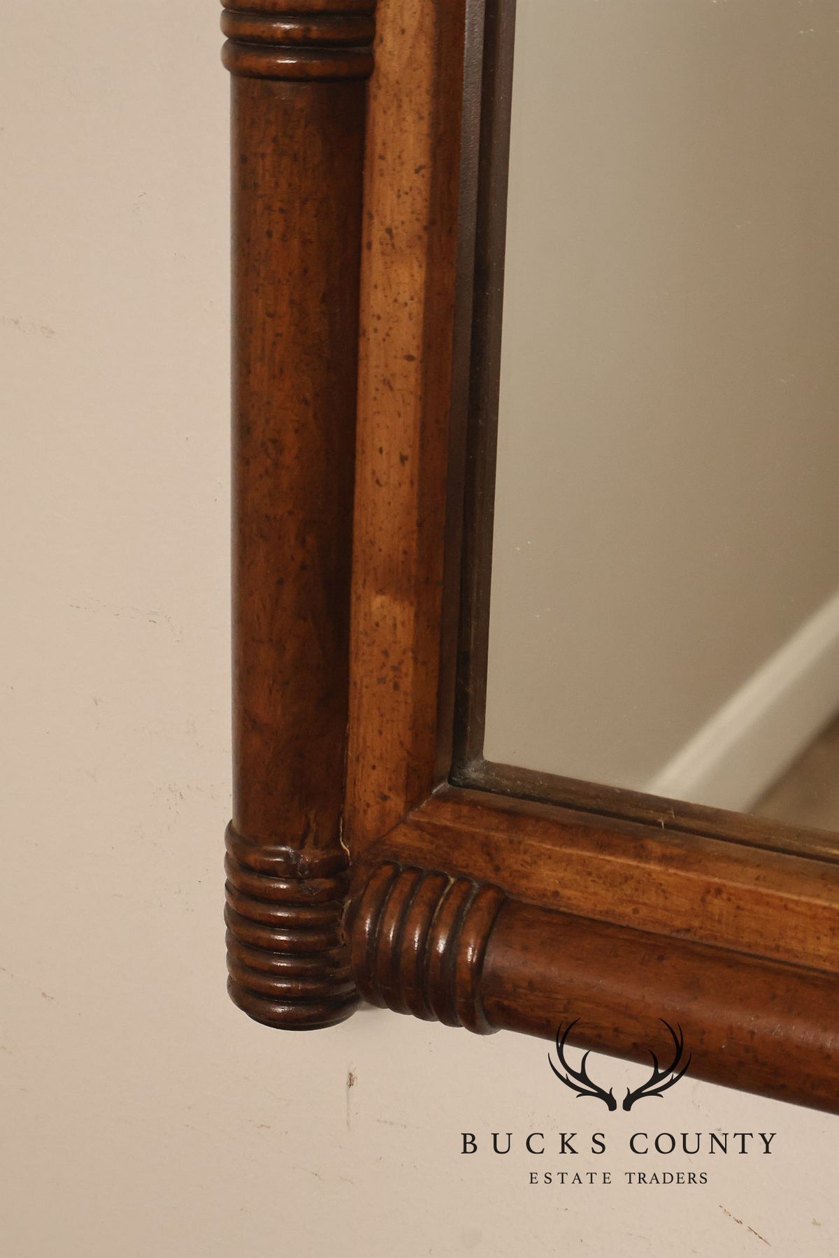 Vintage Pair of Faux Bamboo Wood Framed Wall Mirrors