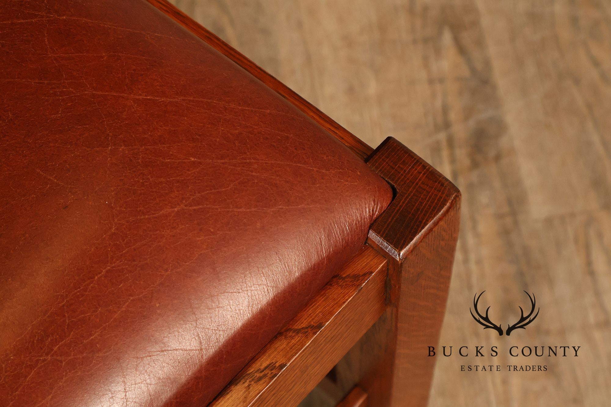 Stickley Mission Collection Set of Six Oak and Leather Dining Chairs