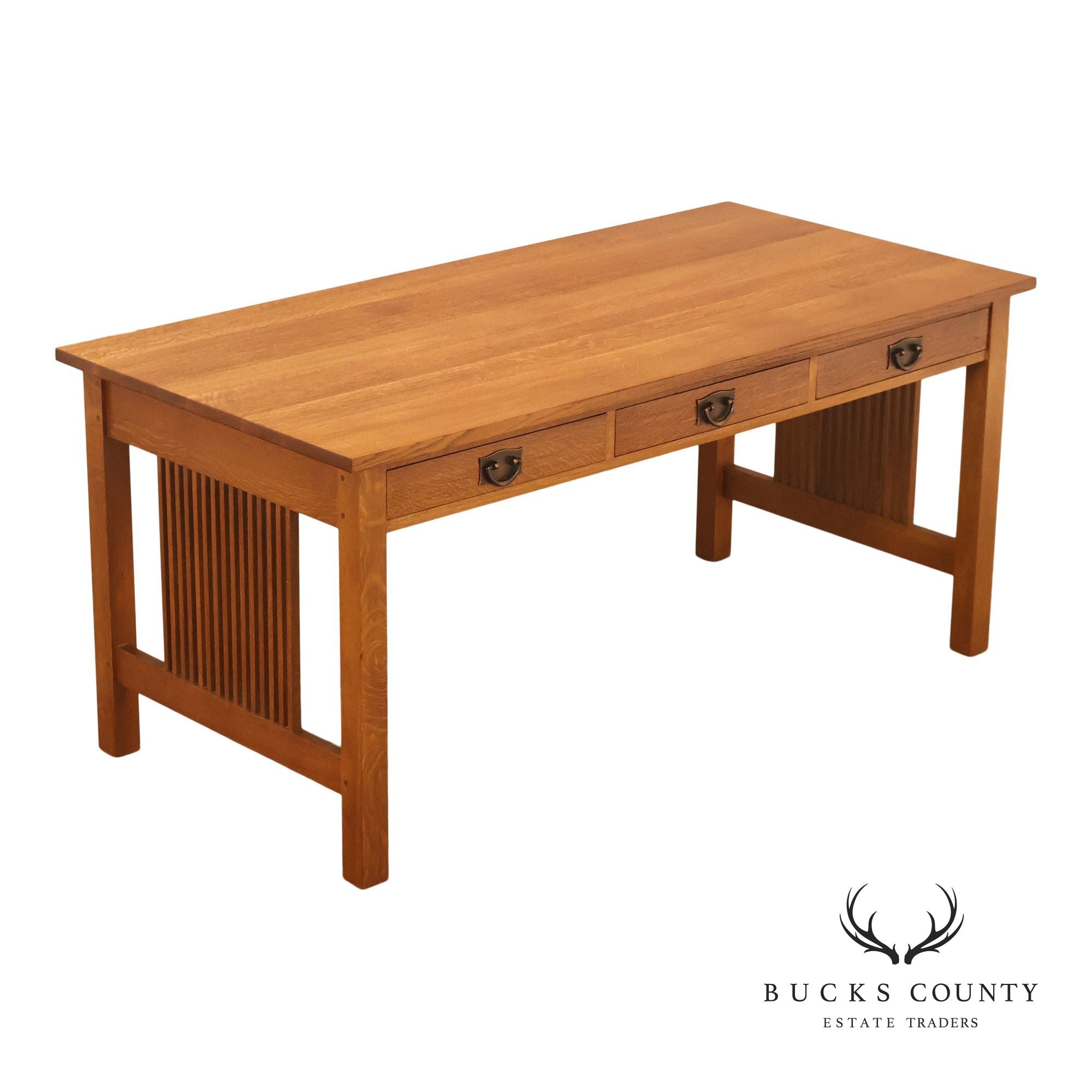 Stickley Mission Collection Oak Spindle Desk Library Table