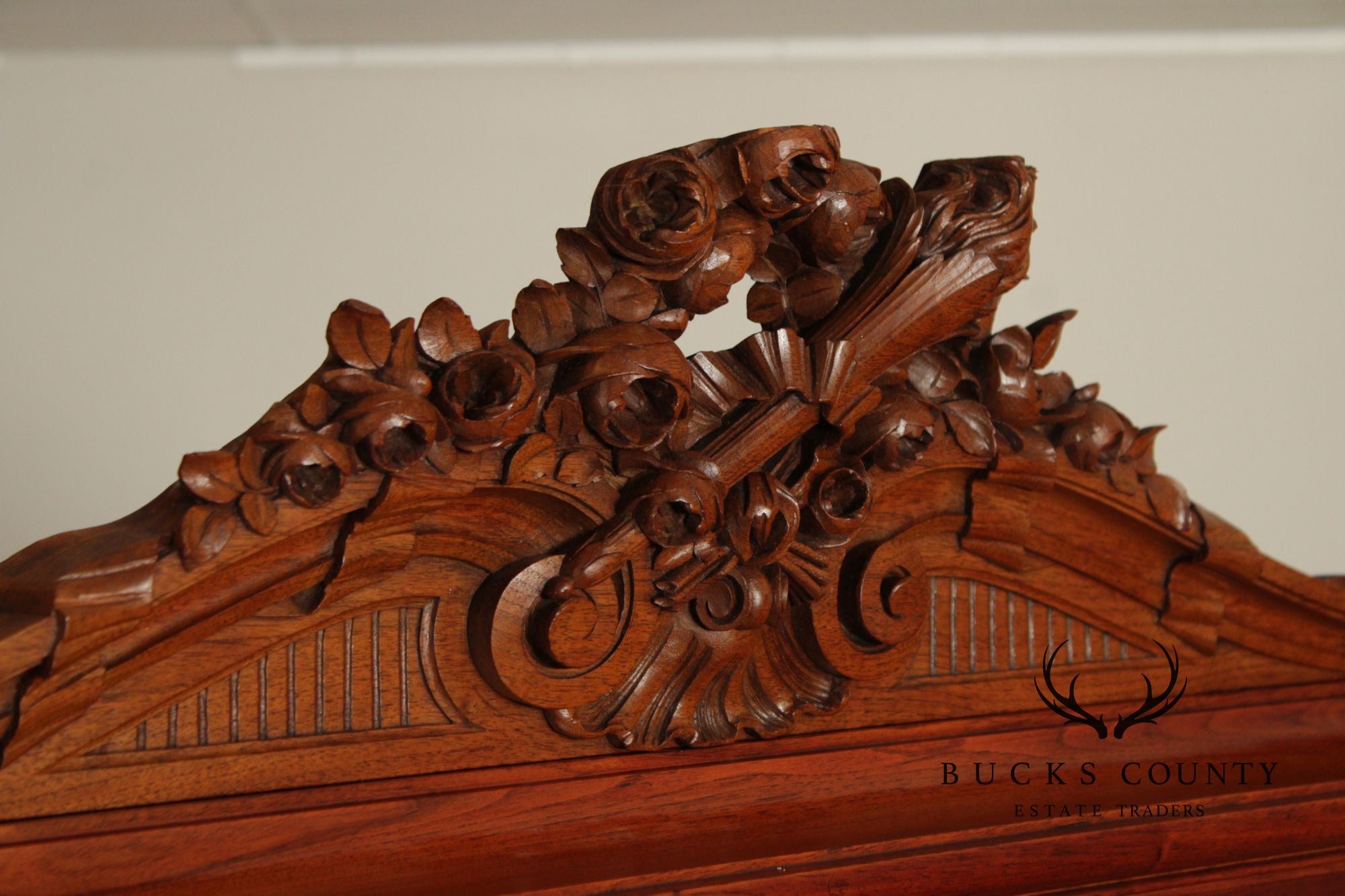 Antique French Carved Walnut Display Cabinet