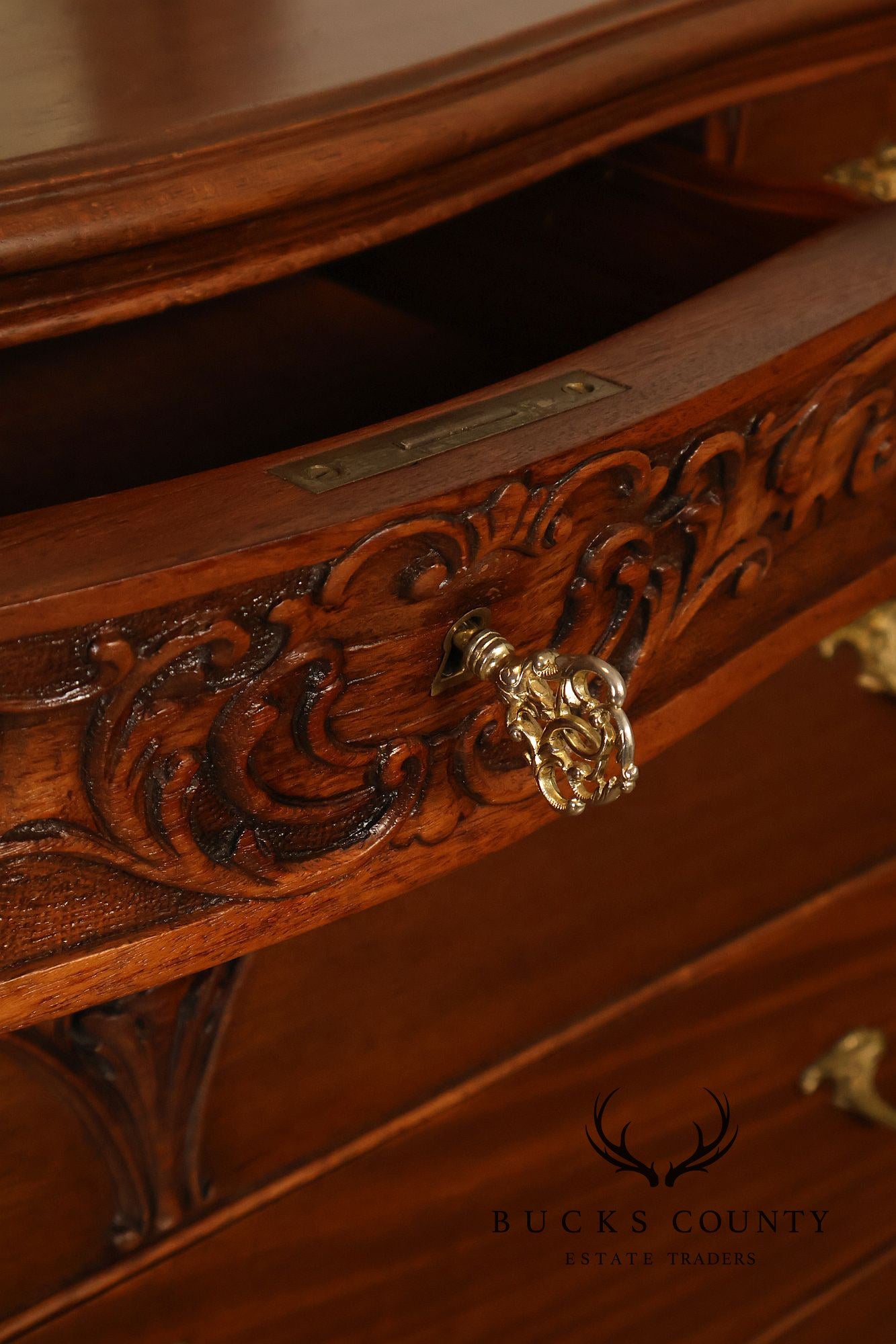 Antique R. J. Horner Carved Mahogany High Chest Of Drawers With Mirror