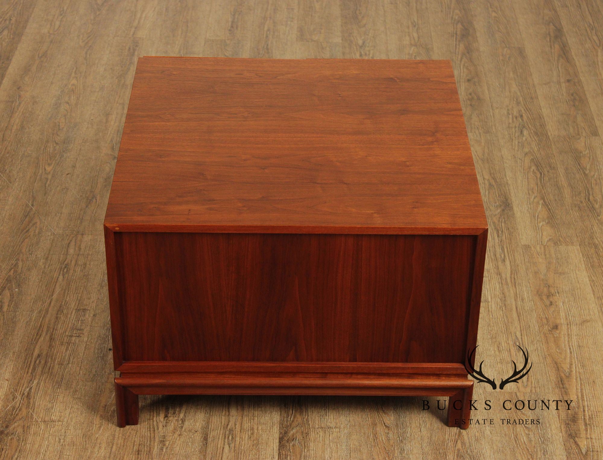 Brown Saltman Mid-Century Modern Walnut Cube Cabinet Coffee Table
