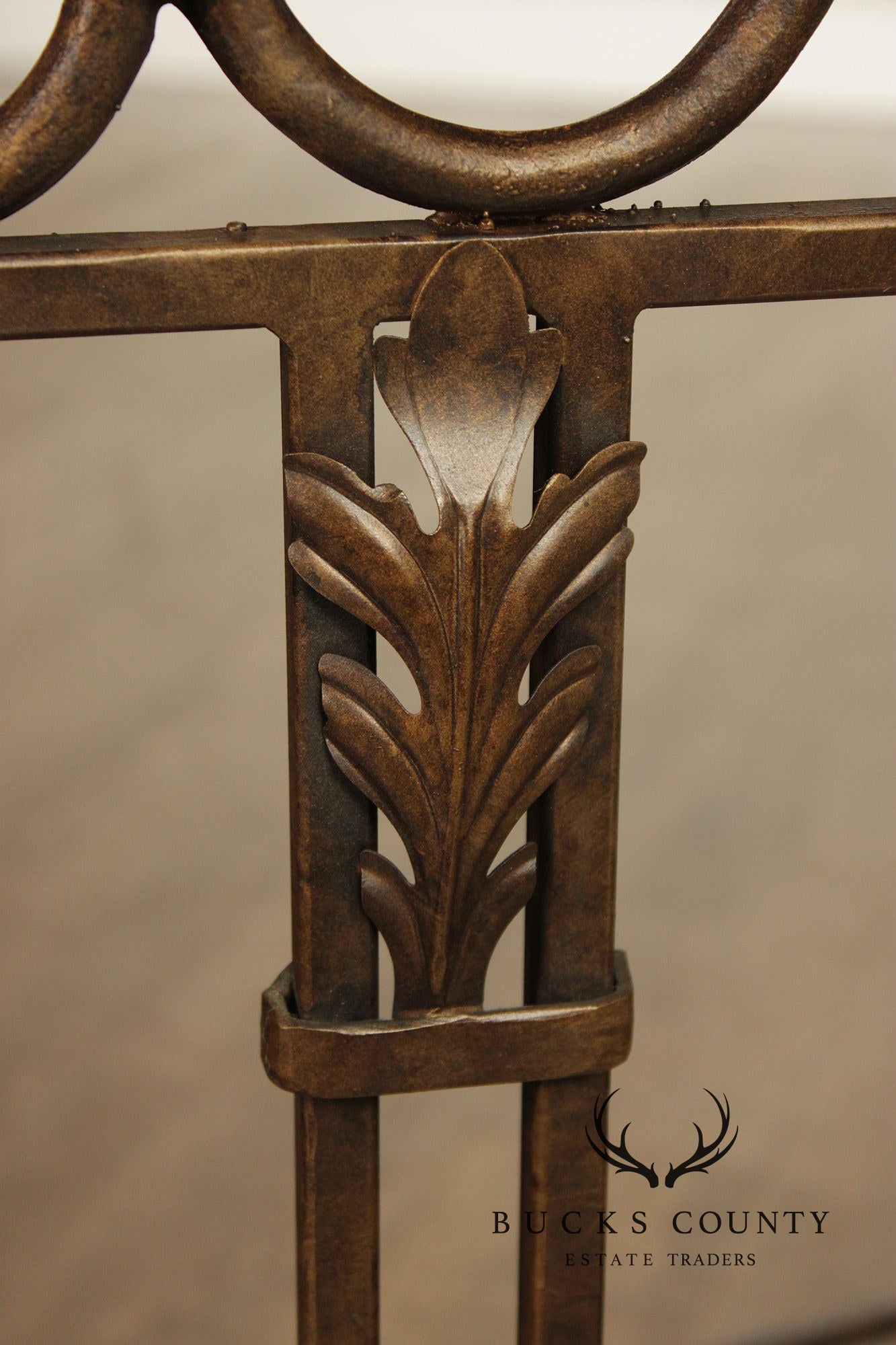 Wrought Iron Travertine Top Long Console Table