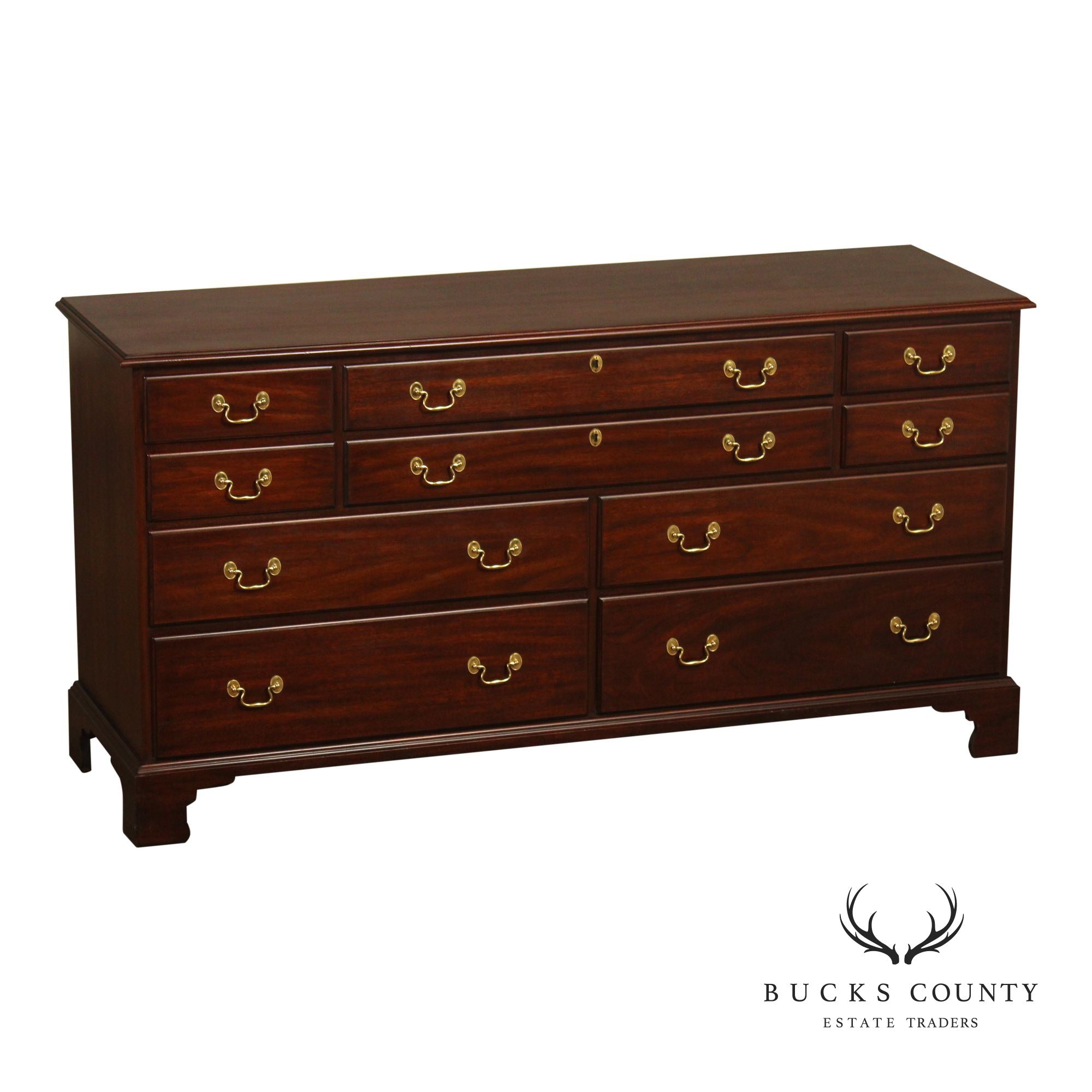 Henkel Harris Georgian Style Mahogany Ten Drawer Dresser
