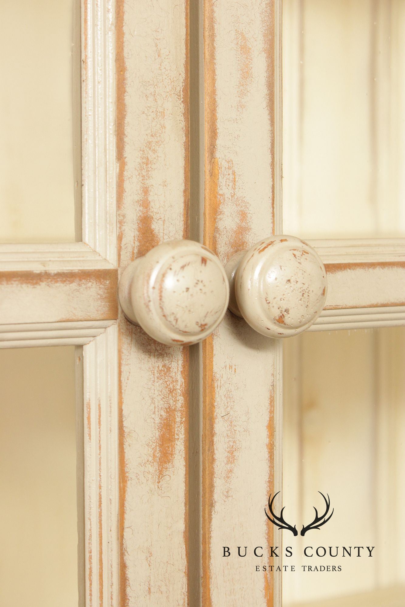 Farmhouse Distress Painted Large Step-Back Cupboard