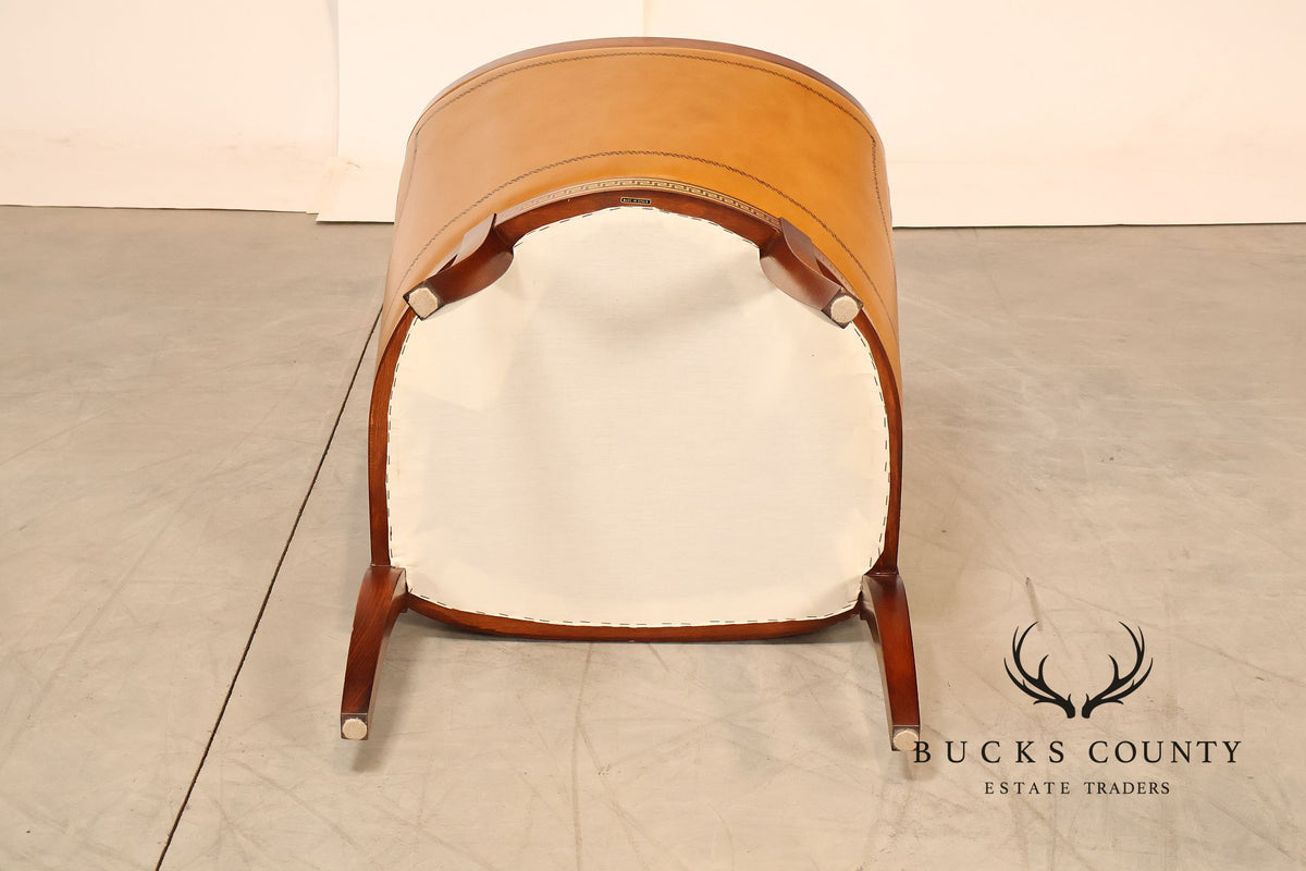 Neoclassical Empire Style Pair Of Mahogany And Leather Armchairs