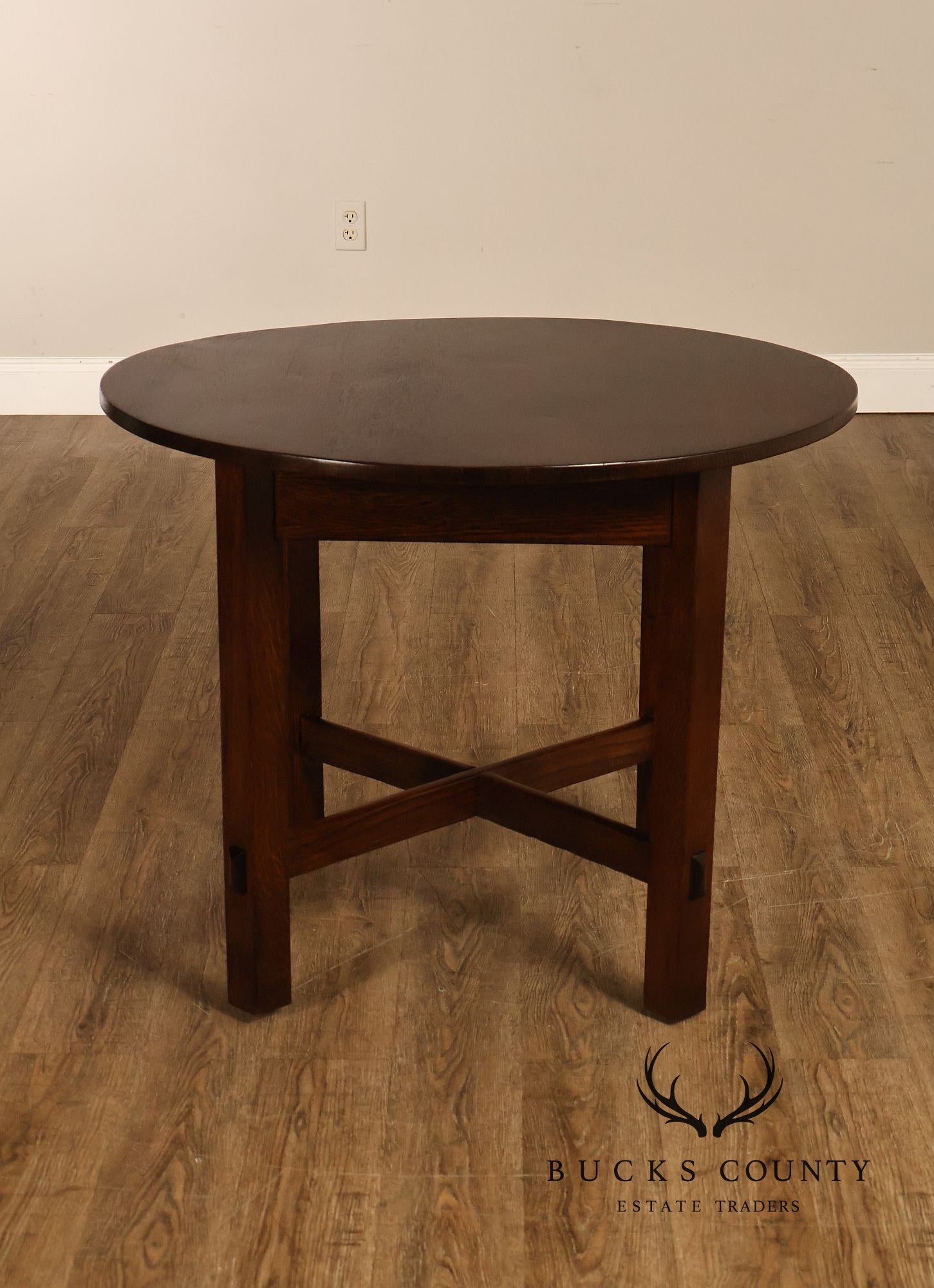 National Furniture Company Antique Mission Oak Round Lamp Table