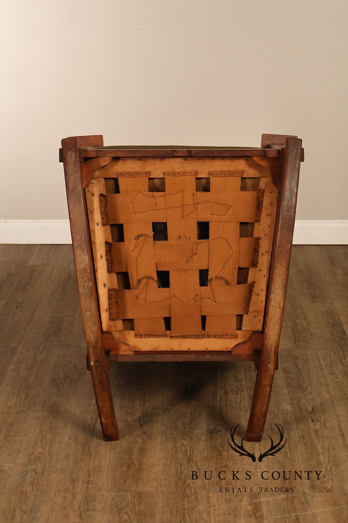 Early Rare Antique Stickley Brothers Arts And Crafts Inlaid Peacock Rocking Chair