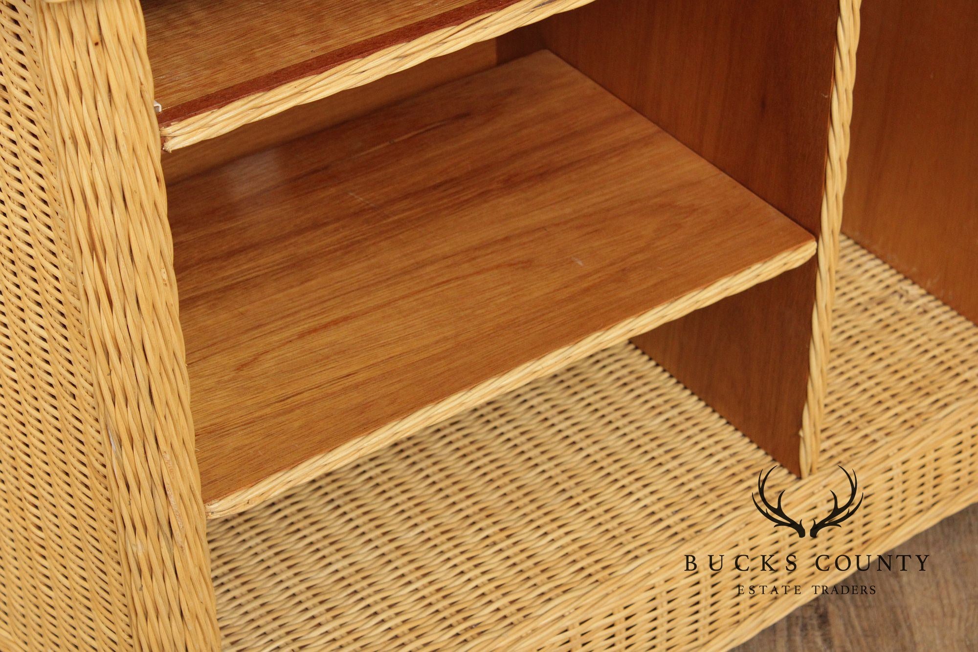 Vintage Wicker Computer Desk Console