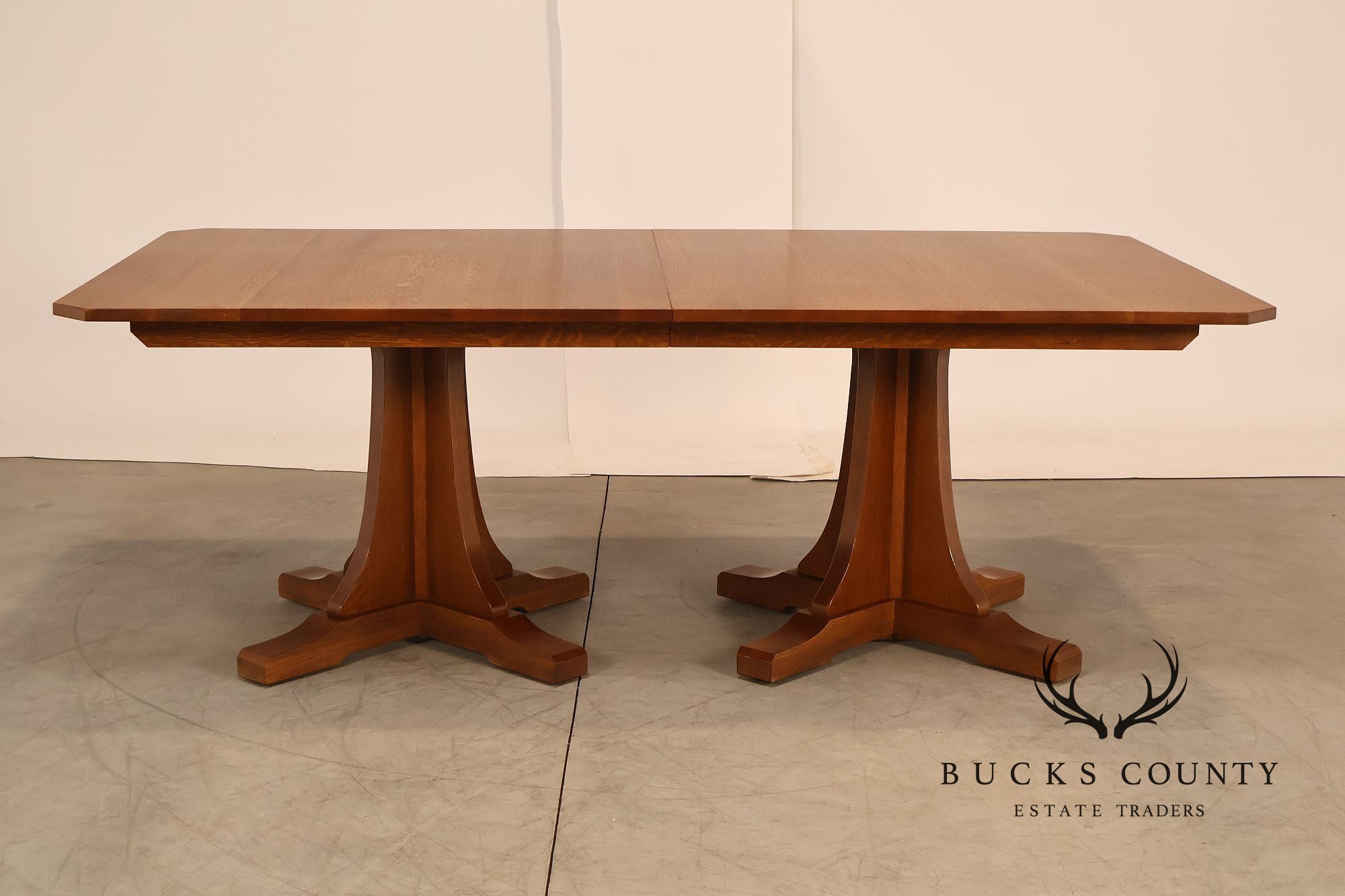 Stickley Mission Collection Oak Double Pedestal Dining Table