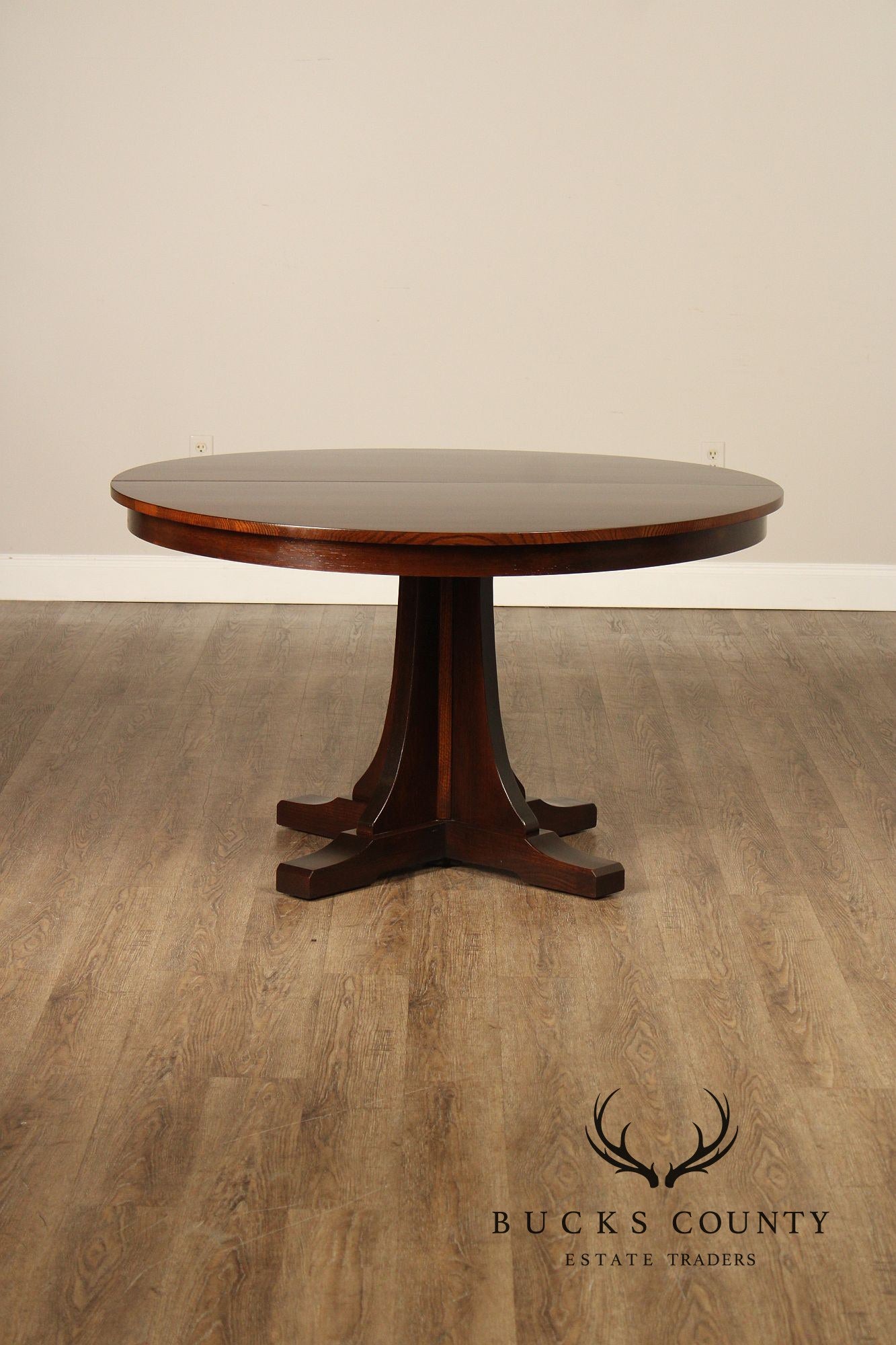Stickley Mission Collection Round Oak Extendable Dining Table
