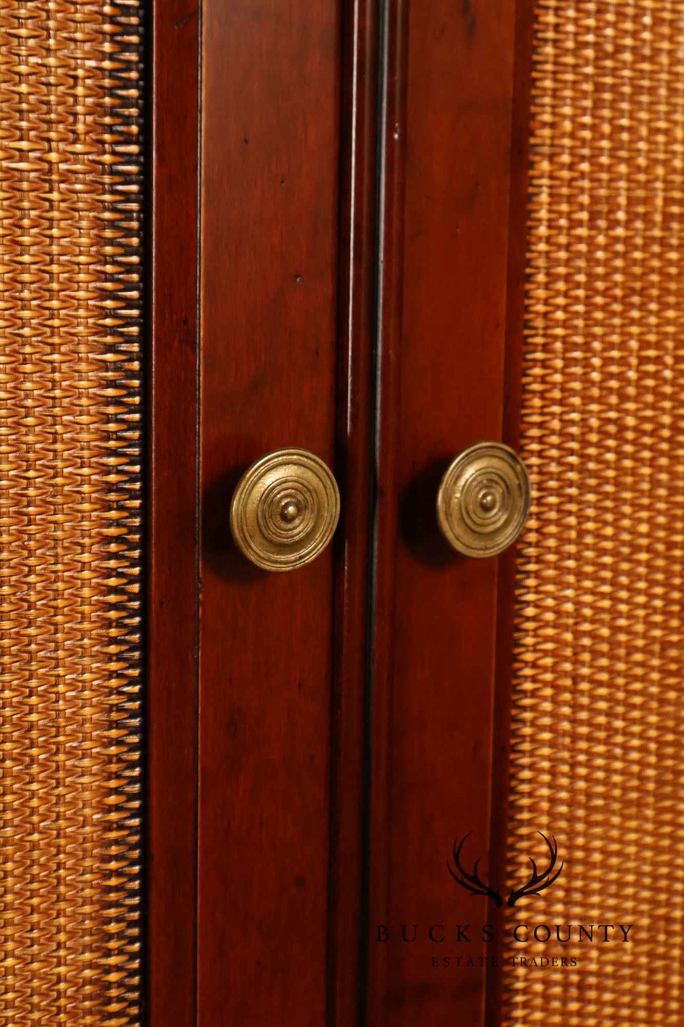 Grange French Louis Philippe Cherry Cane Door Armoire Cabinet