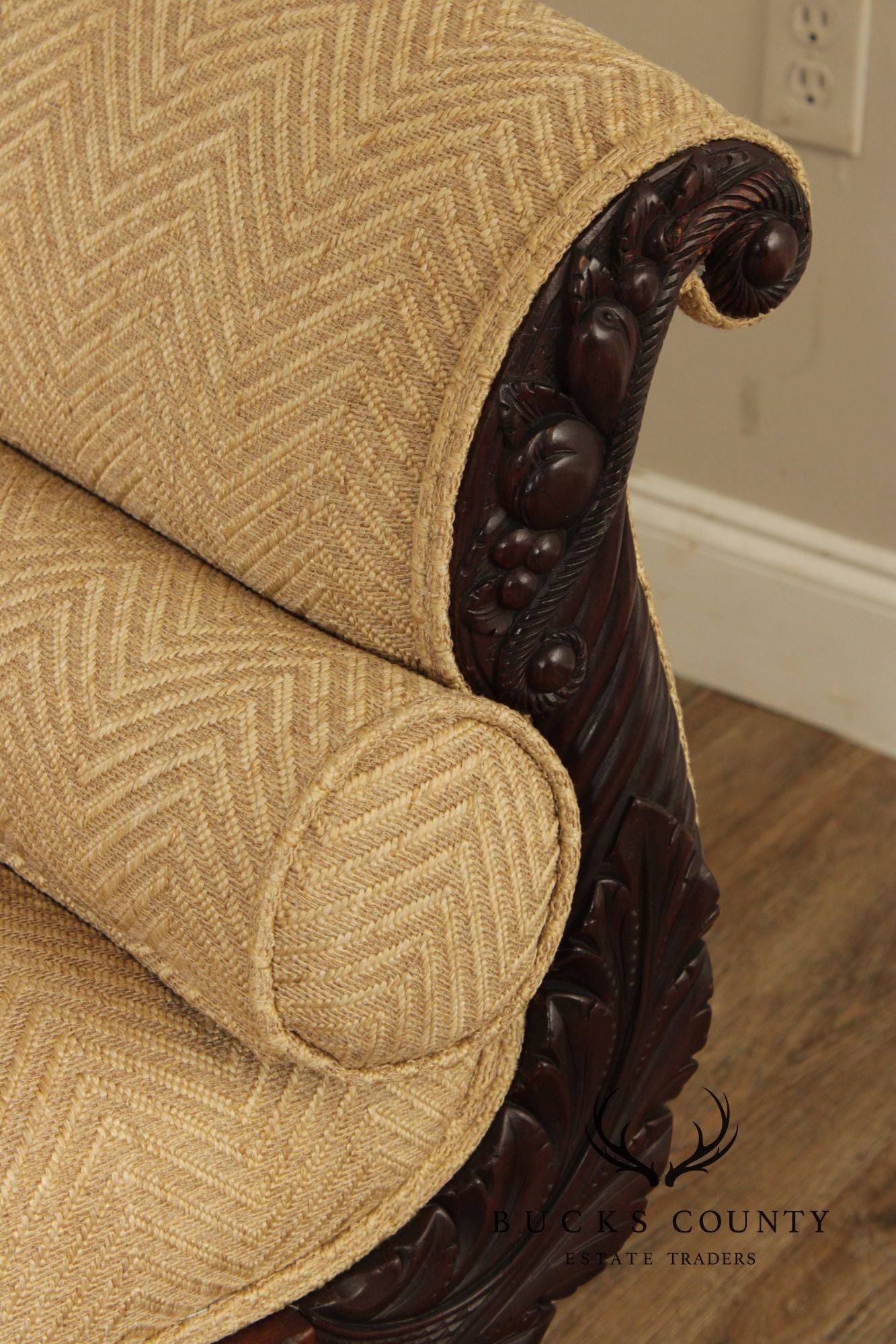 Antique American Empire Carved Mahogany Sofa