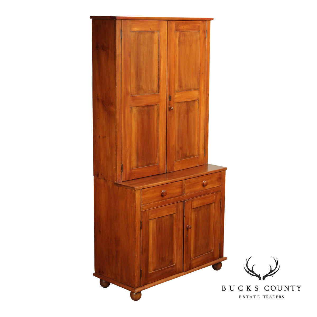 Antique American Primitive Step-Back Cupboard Hutch