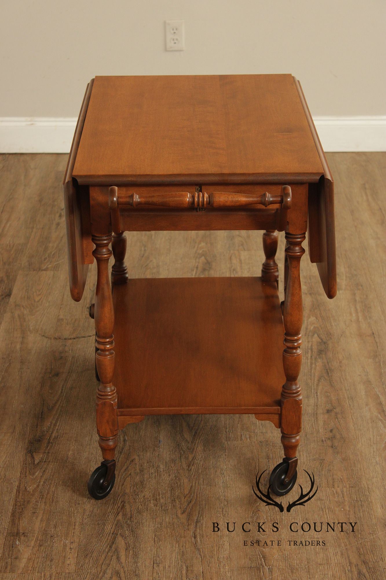 Ethan Allen Early American Maple Drop-Leaf Tea Cart