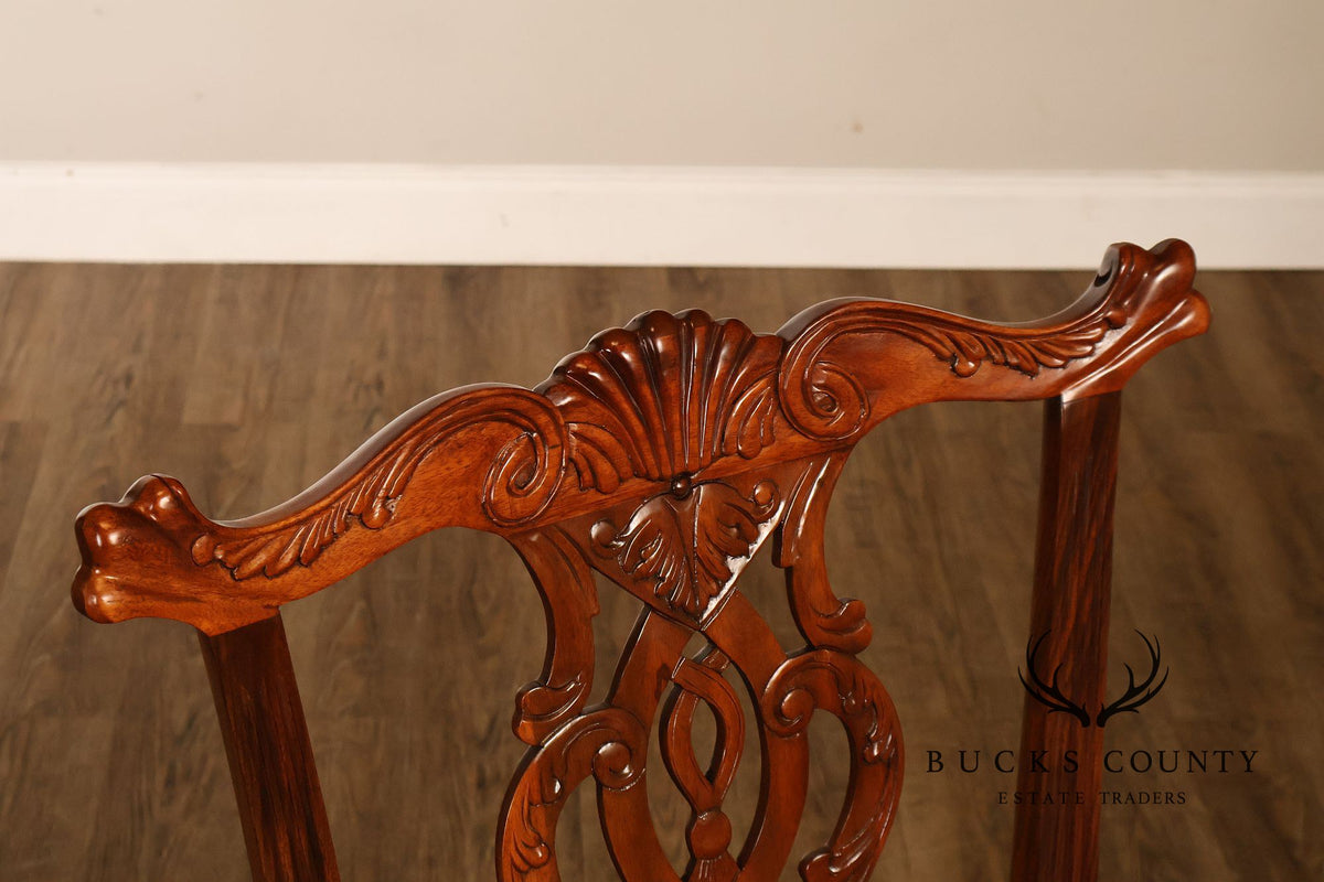 Chippendale Style Set Of 4 Carved Mahogany Side Dining Chairs