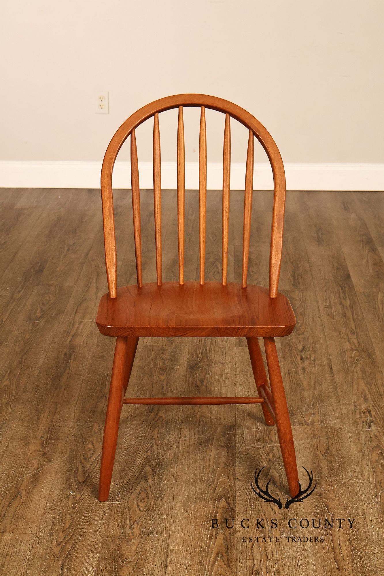 KD Sun Furniture Vintage Danish Modern Style Set of Six Teak Windsor Dining Chairs