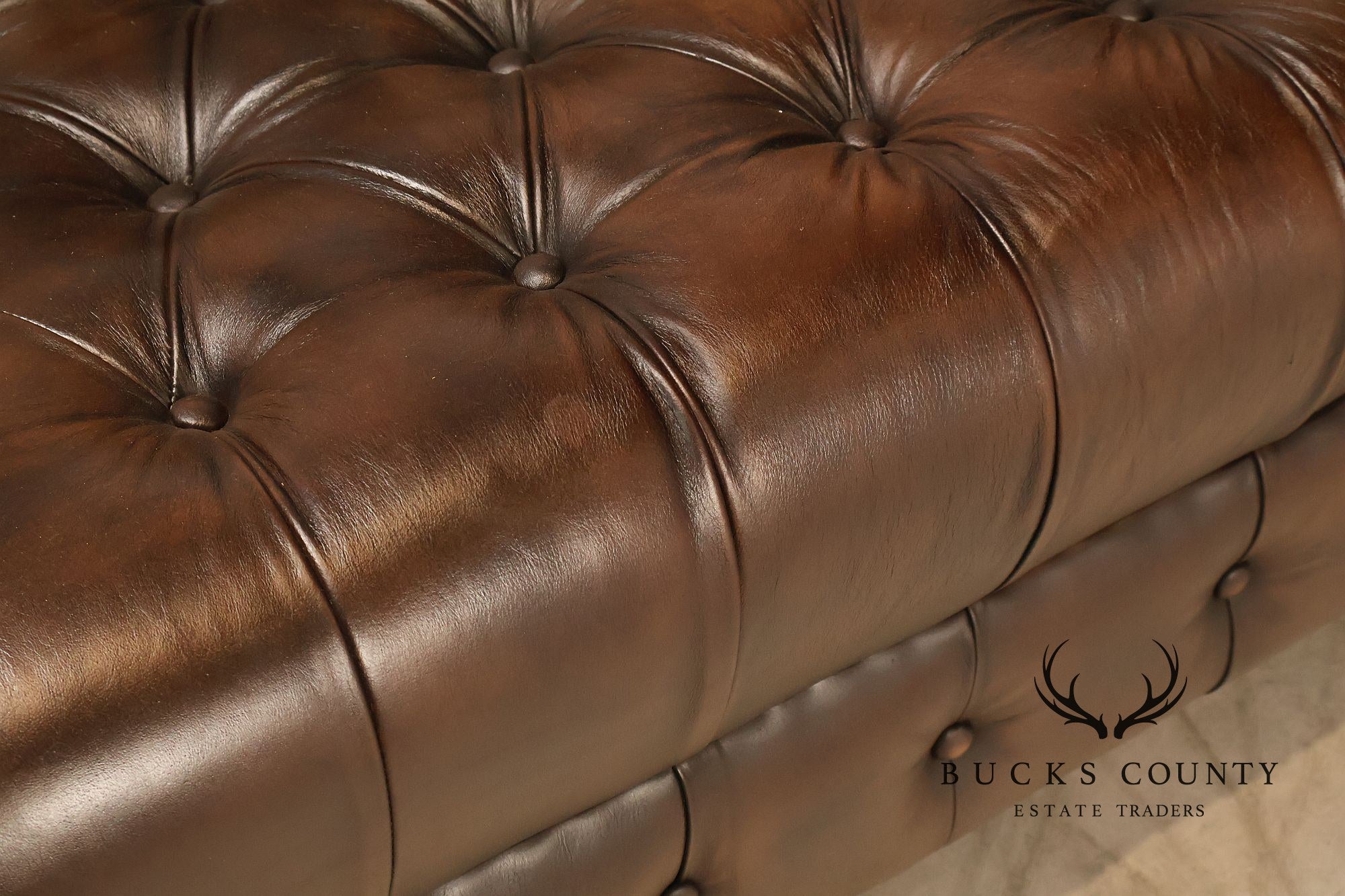 Chesterfield Style 6 Foot Dark Brown Tufted Leather Sofe