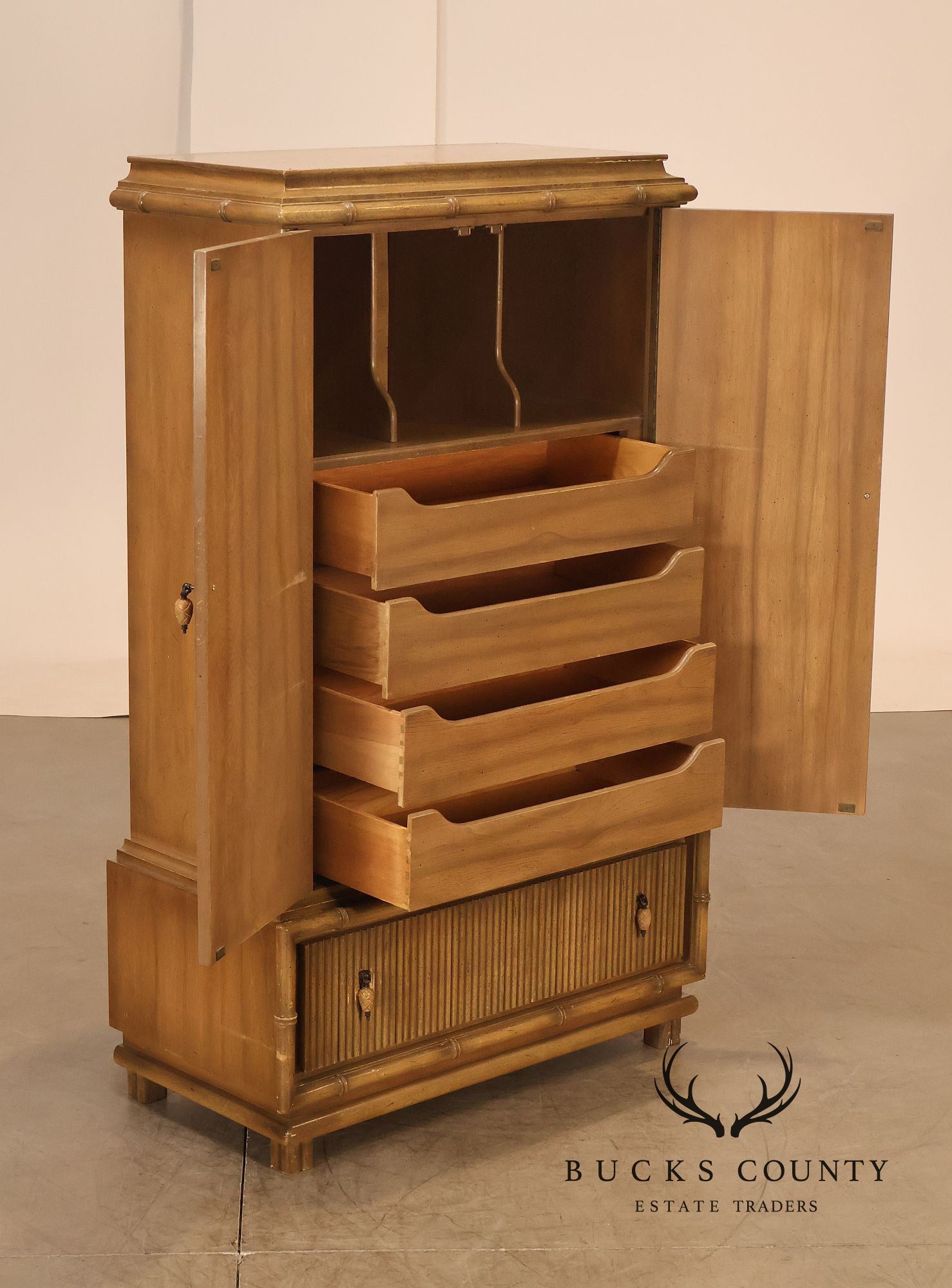 American Of Martinsville Faux Bamboo Tall Gentleman's Chest Armoire