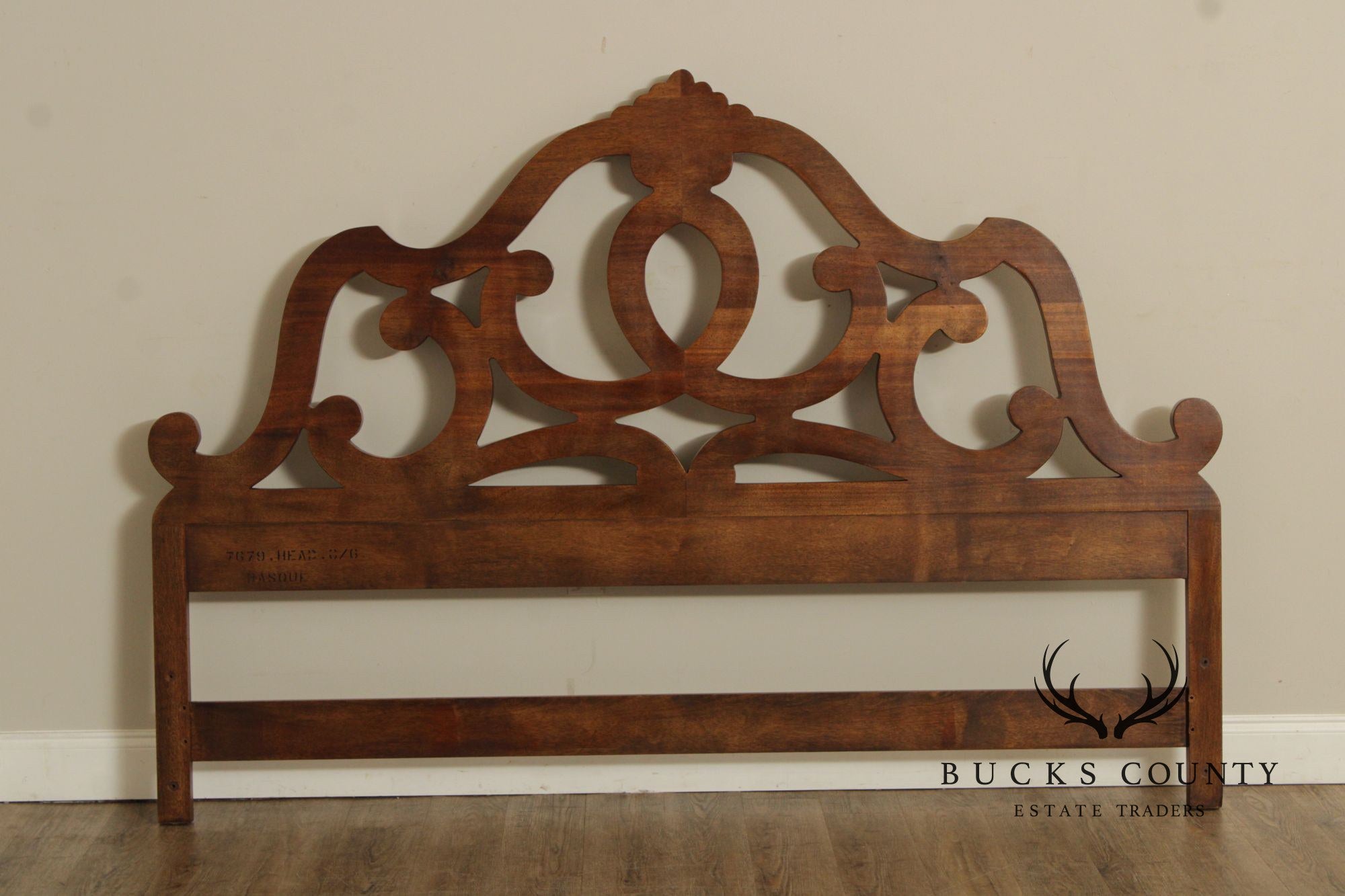 French Provincial Style Vintage Carved Walnut King Headboard