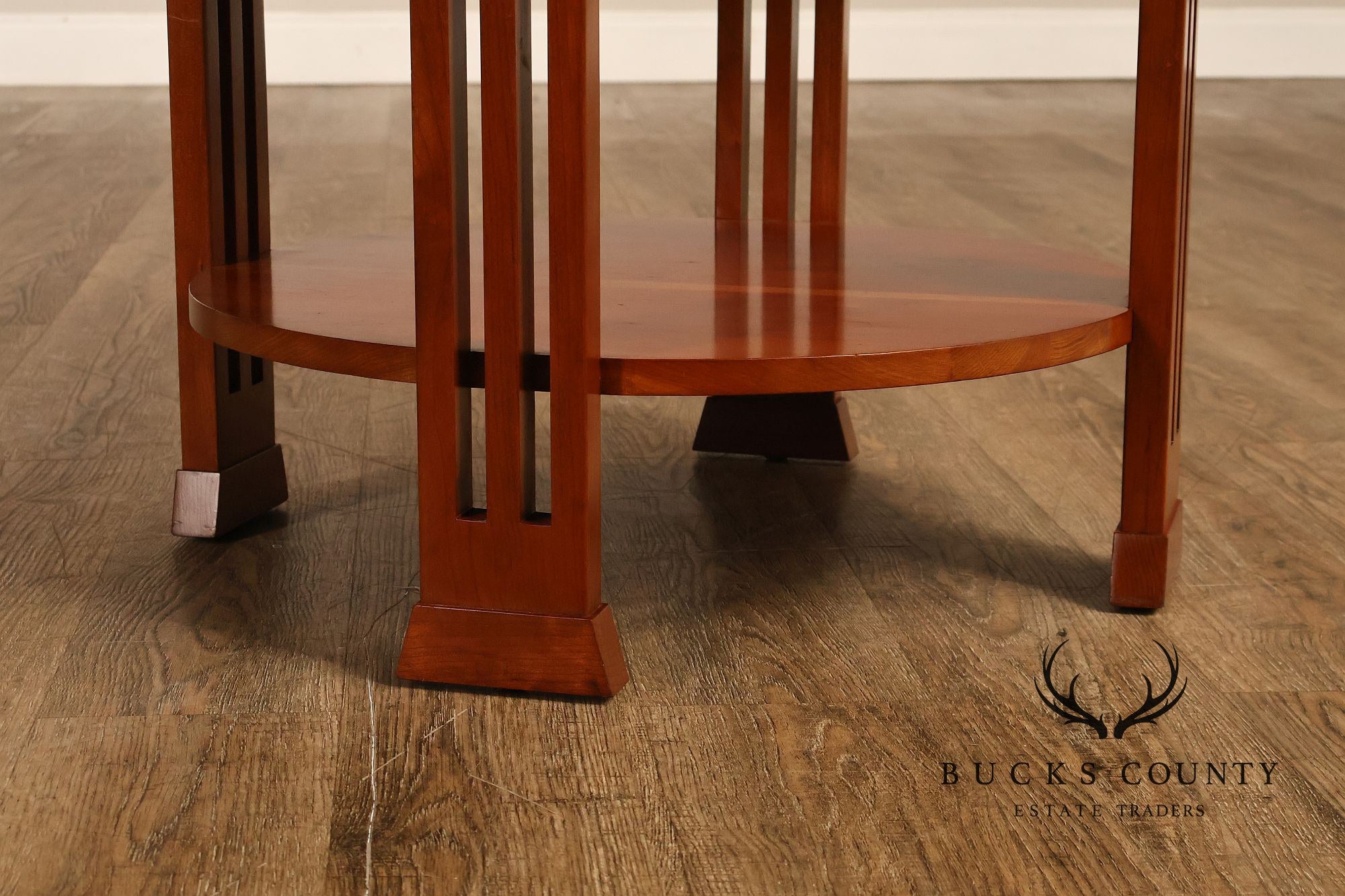 Stickley 21st Century Collection Round Cherry Granite Top Lamp Table