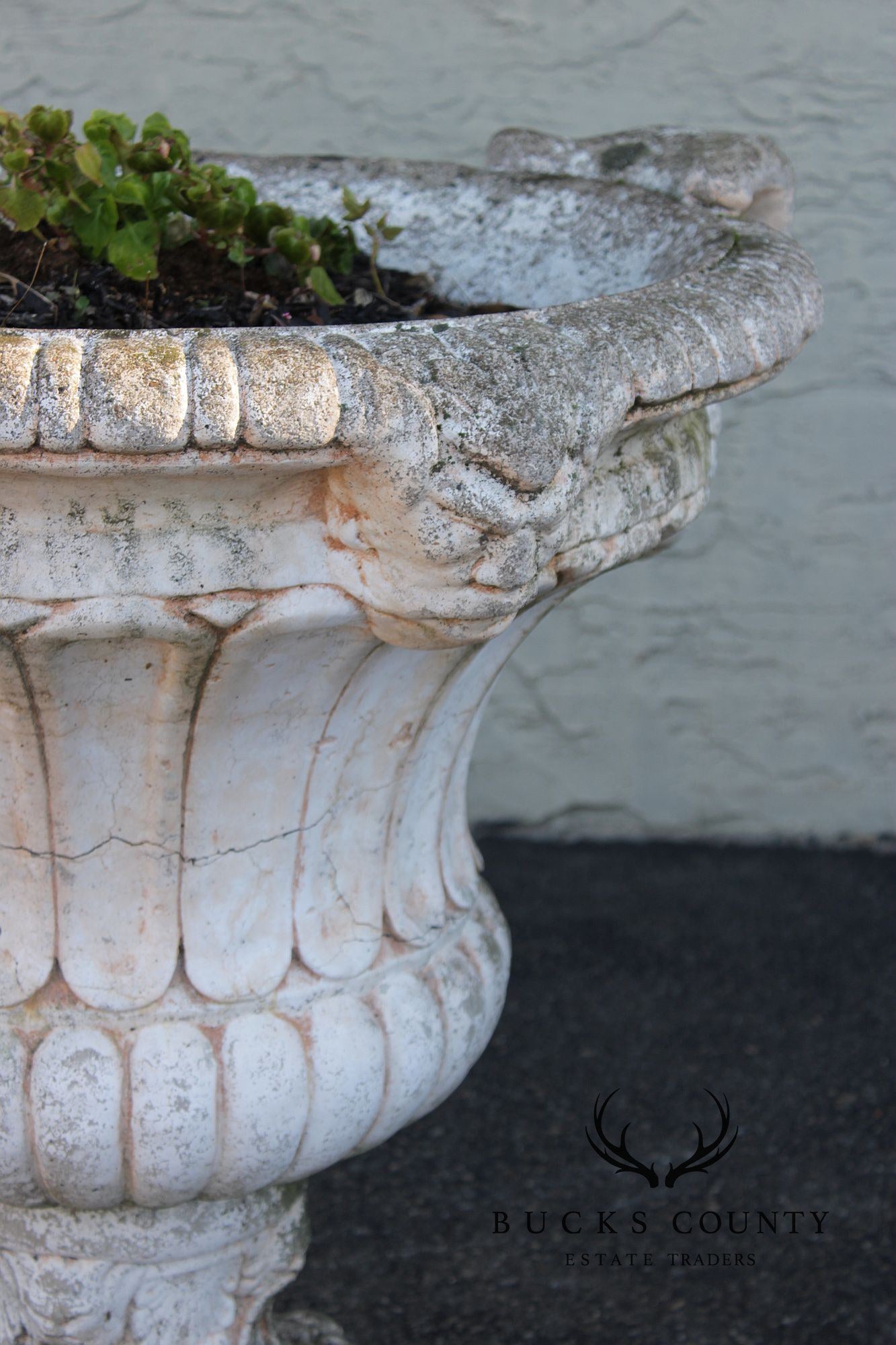 Classical Style Pair of Cast Stone Garden Urns