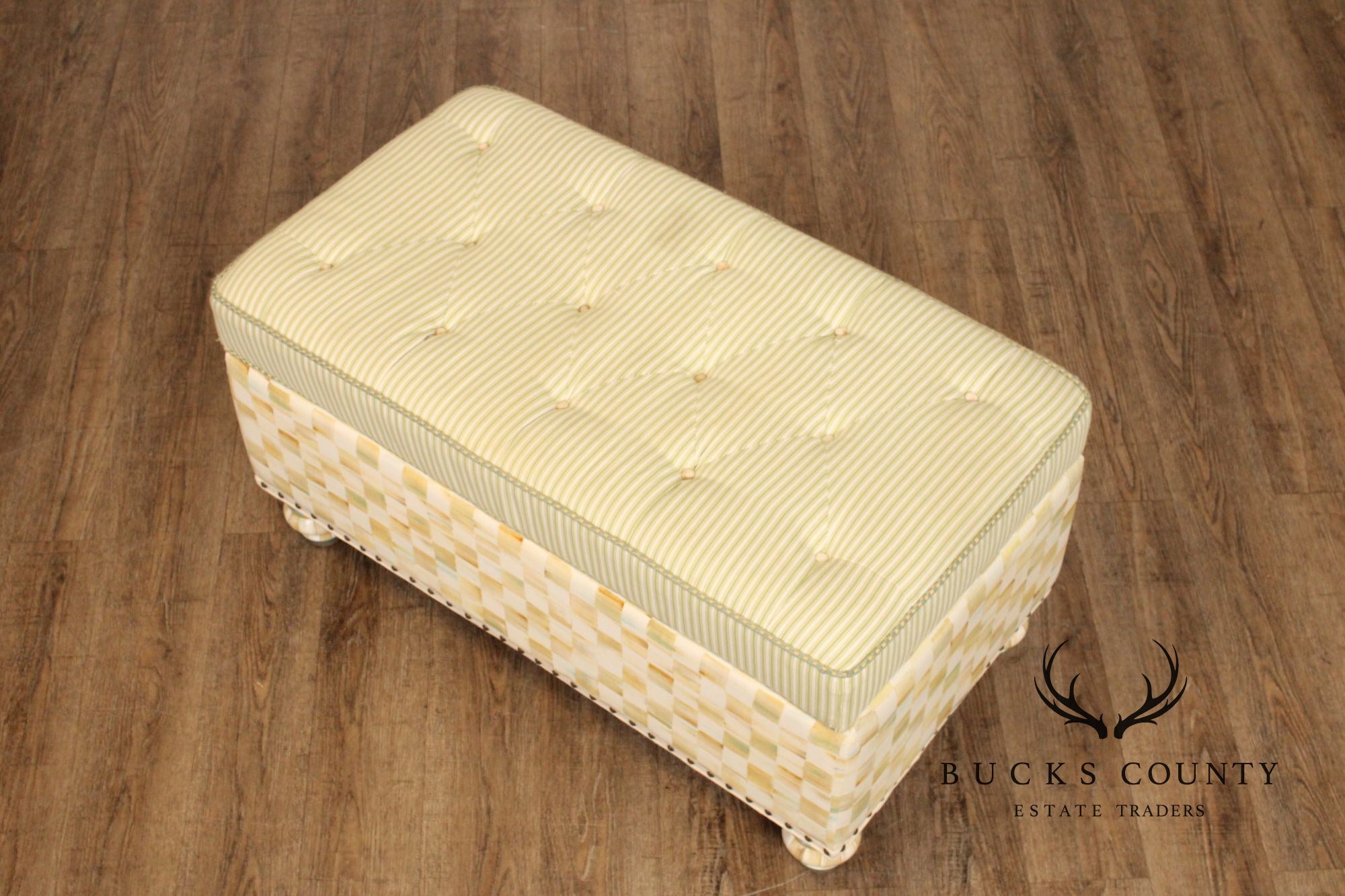 Mackenzie Childs Upholstered Storage Ottoman