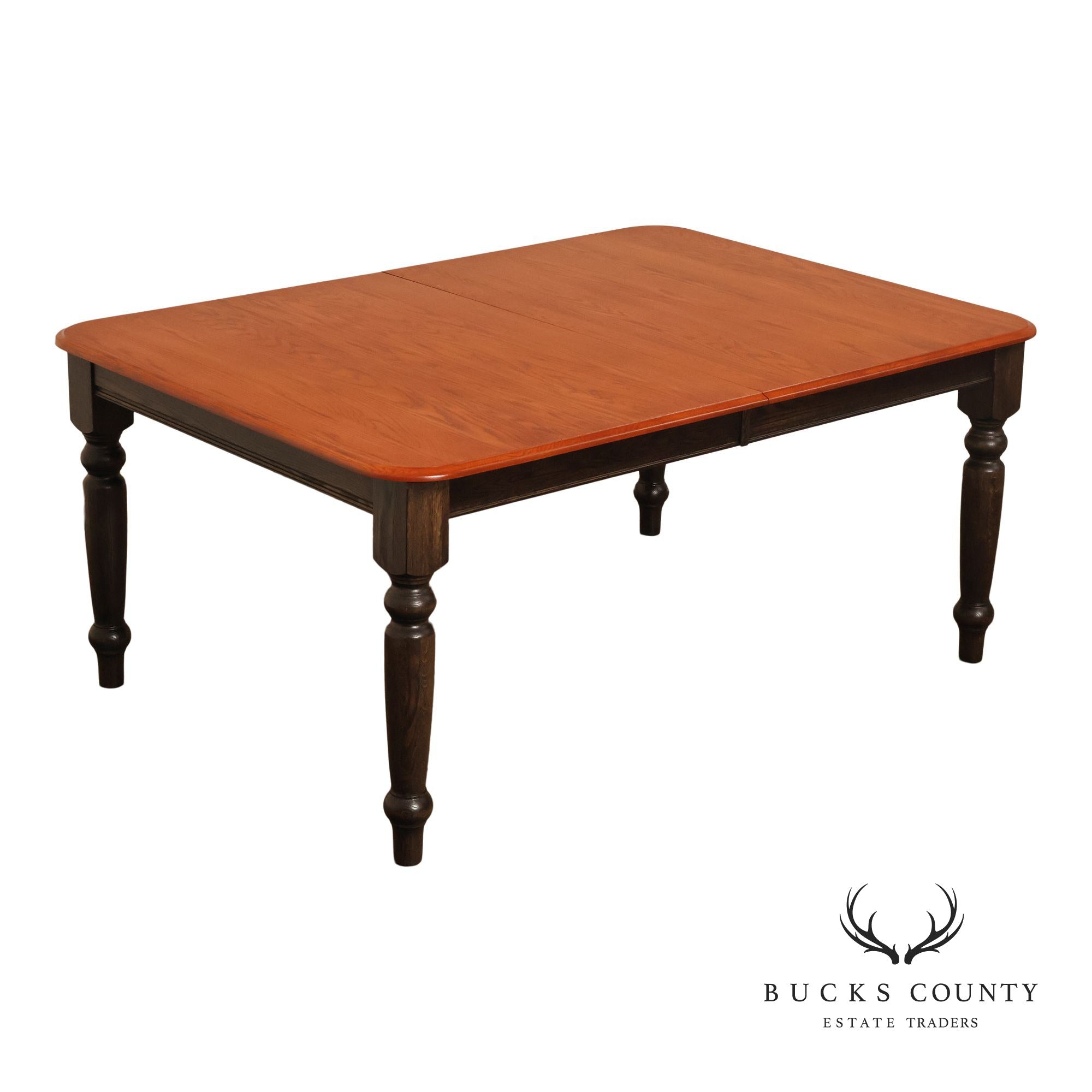 Farmhouse Style Oak Expandable Dining Table